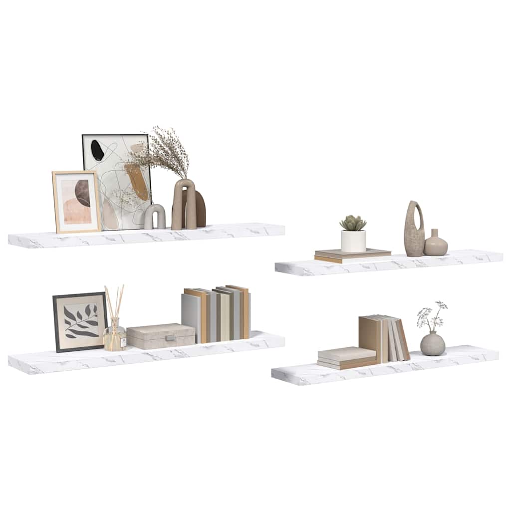 Étagère Murale 4 pcs Marbre blanc 120 x 23,5 x 4 cm - XIOS