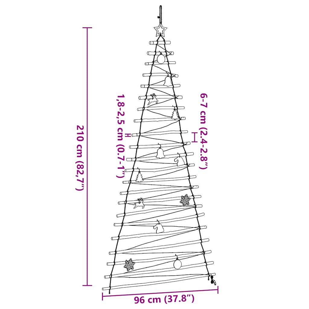 Sapin de Noël avec 130 LED Naturel 210 cm frêne massif - XIOS