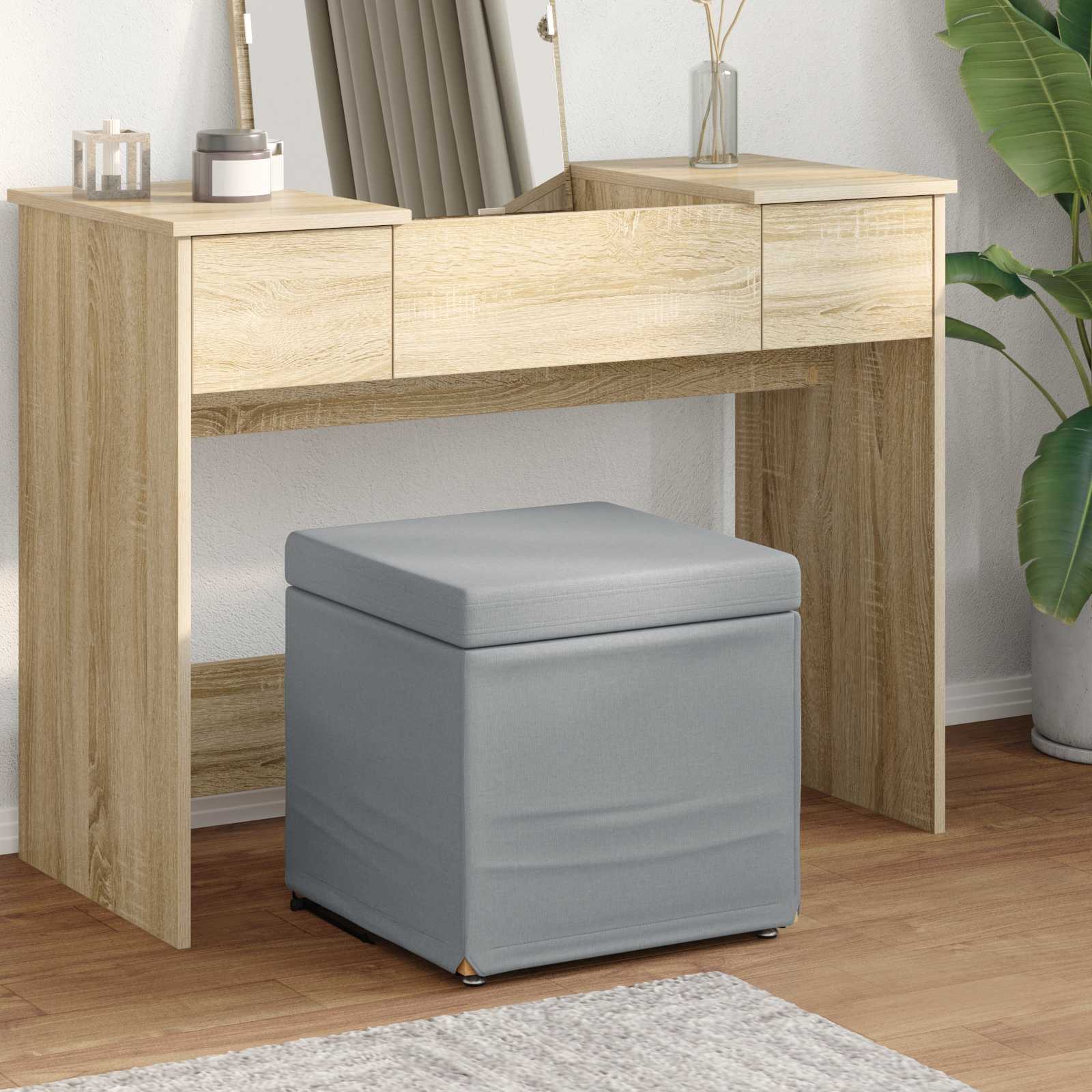 Tabouret Gris clair 41 x 41 x 40 cm Tissu et bois stratifié - XIOS