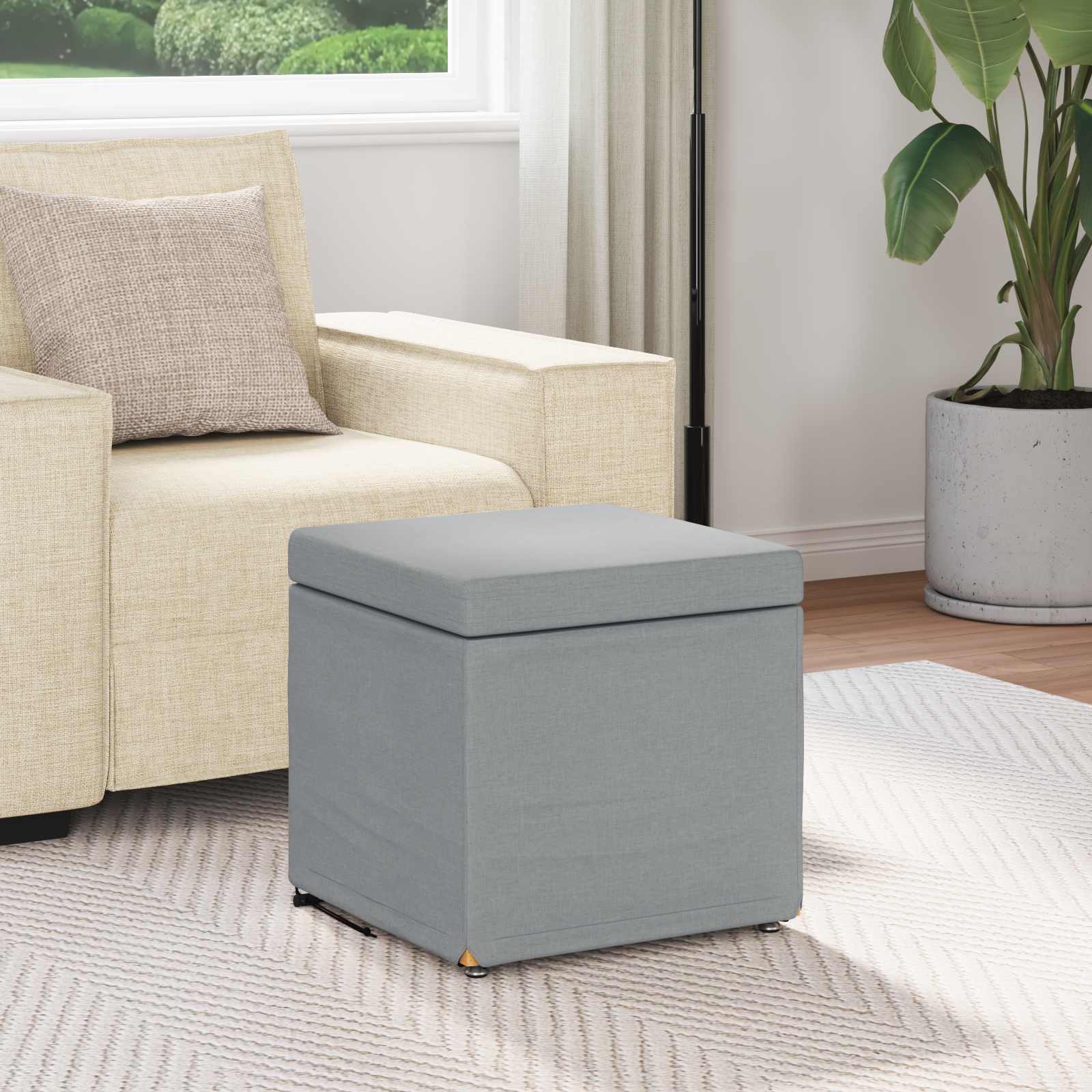 Tabouret Gris clair 41 x 41 x 40 cm Tissu et bois stratifié - XIOS