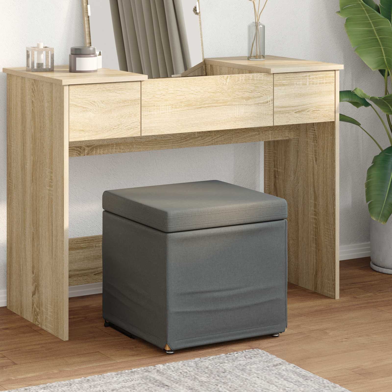 Tabouret Gris foncé 41 x 41 x 40 cm Tissu et bois stratifié - XIOS