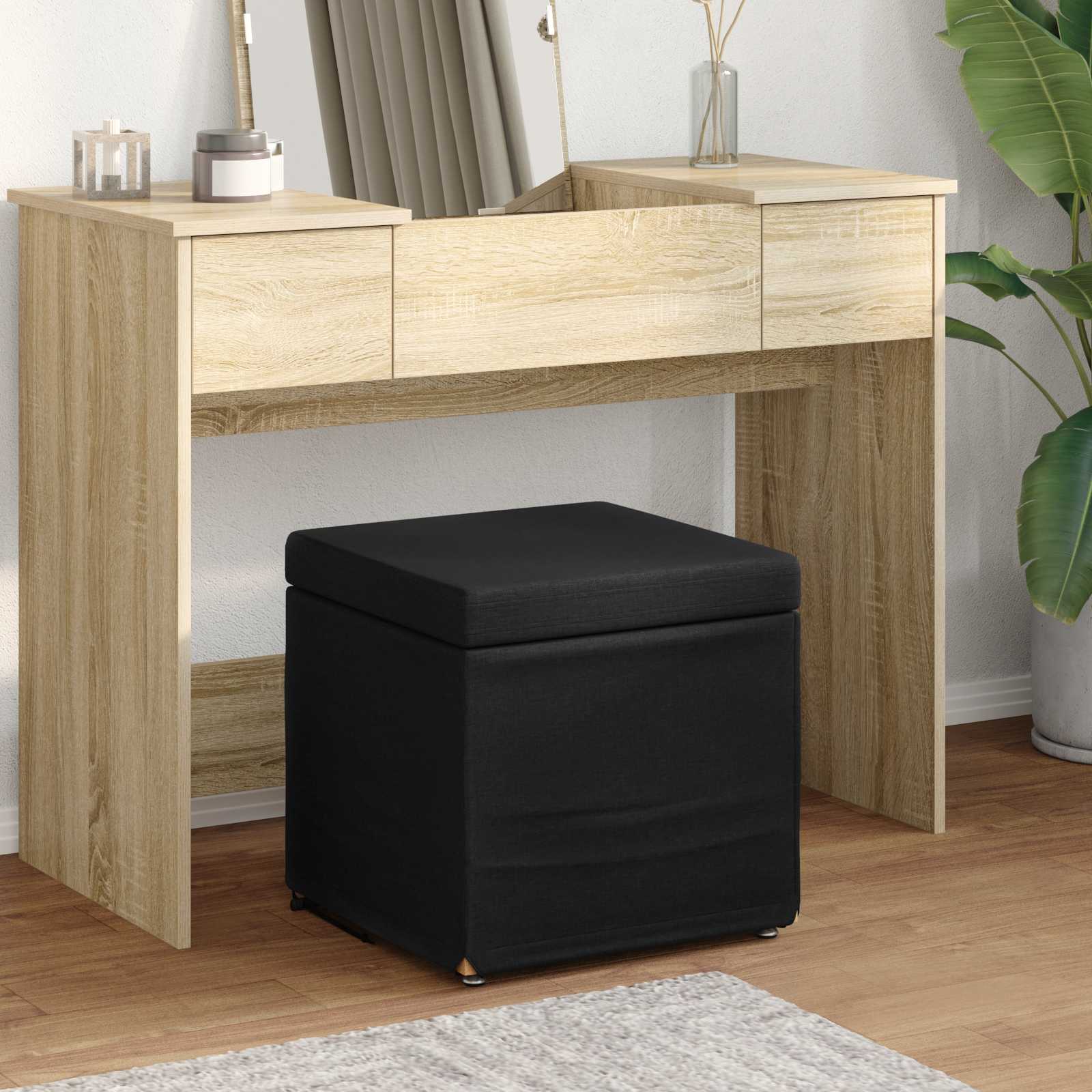 Tabouret Noir 41 x 41 x 40 cm Tissu et bois stratifié - XIOS