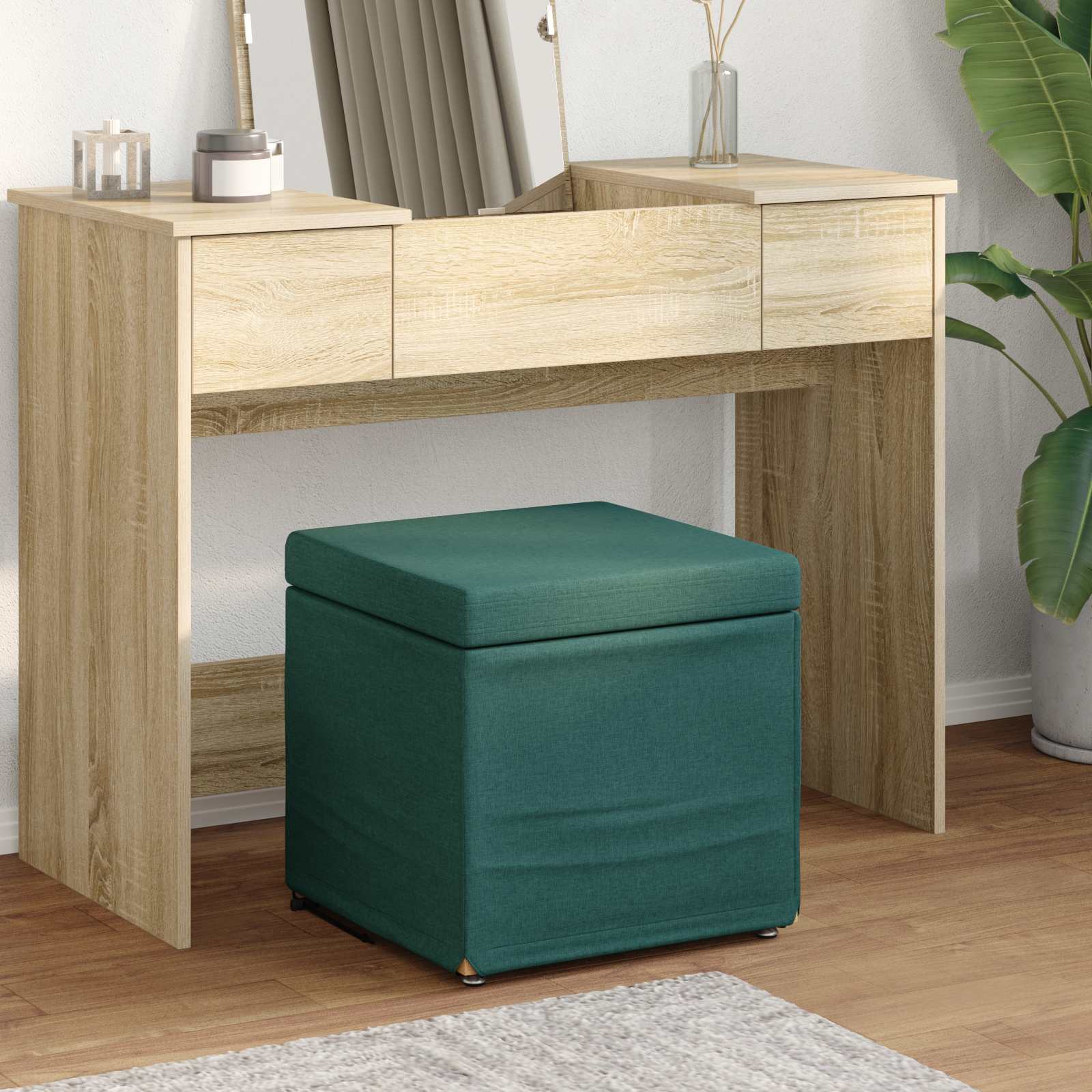 Tabouret Vert foncé 41 x 41 x 40 cm Tissu et bois stratifié - XIOS