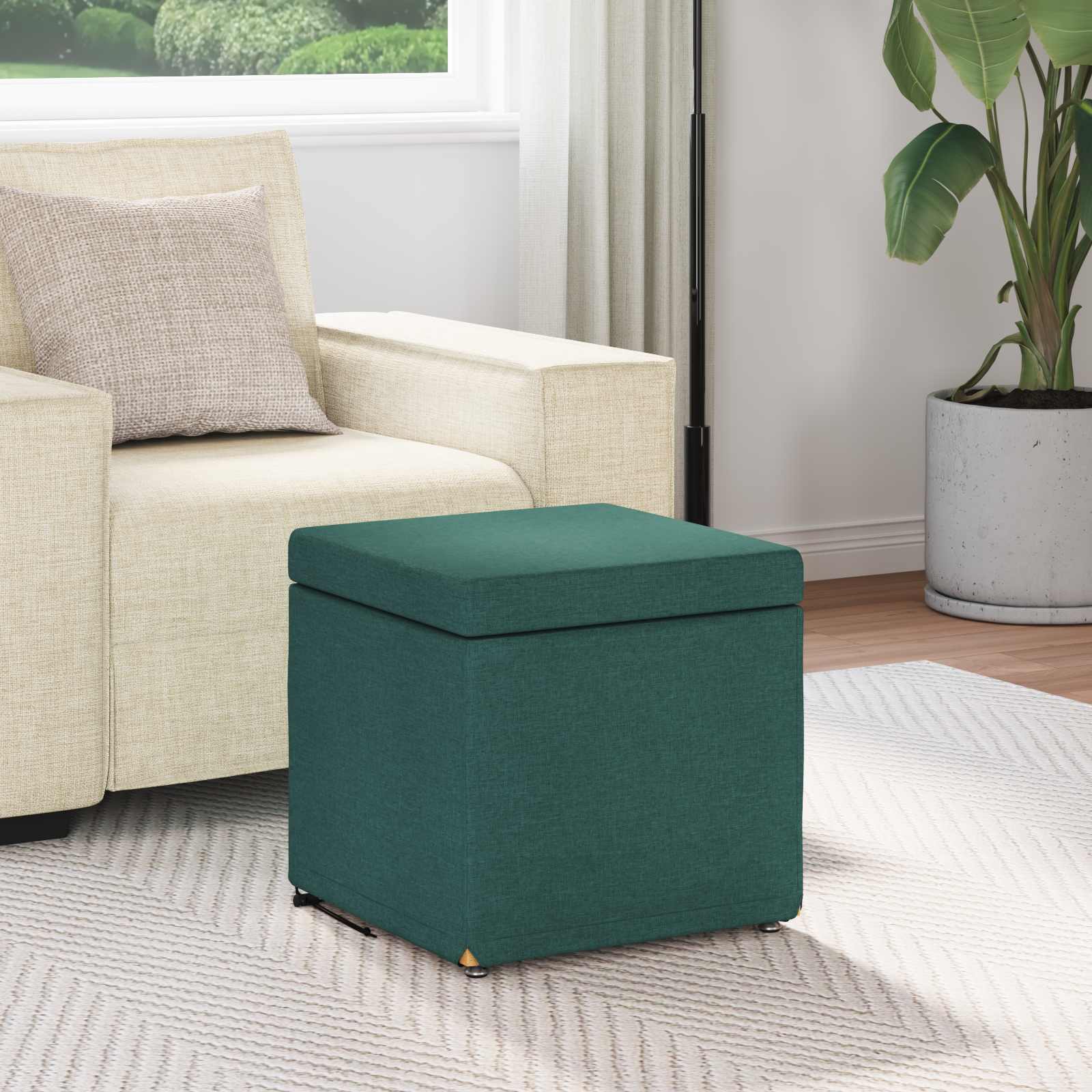 Tabouret Vert foncé 41 x 41 x 40 cm Tissu et bois stratifié - XIOS