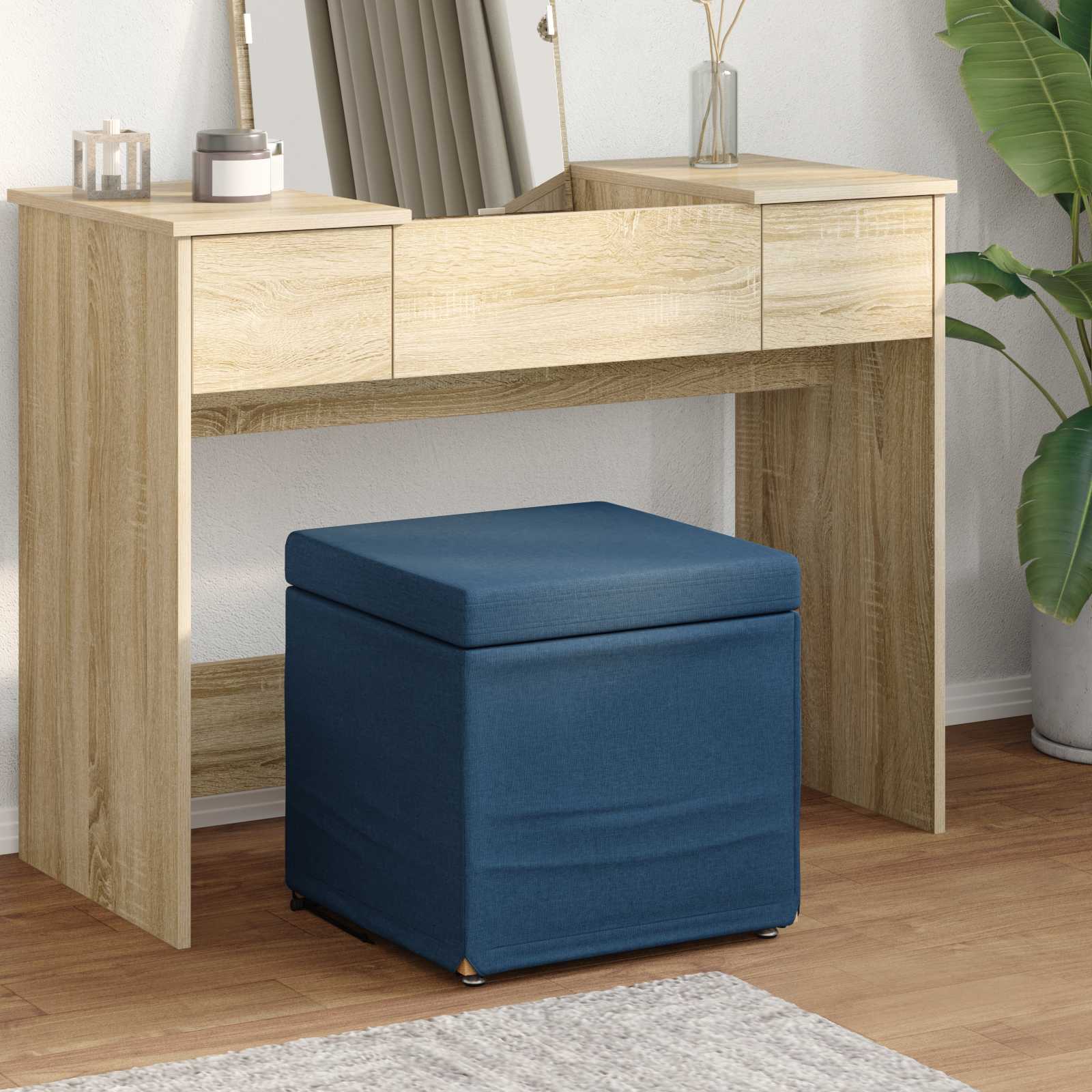 Tabouret Bleu 41 x 41 x 40 cm Tissu et bois stratifié - XIOS