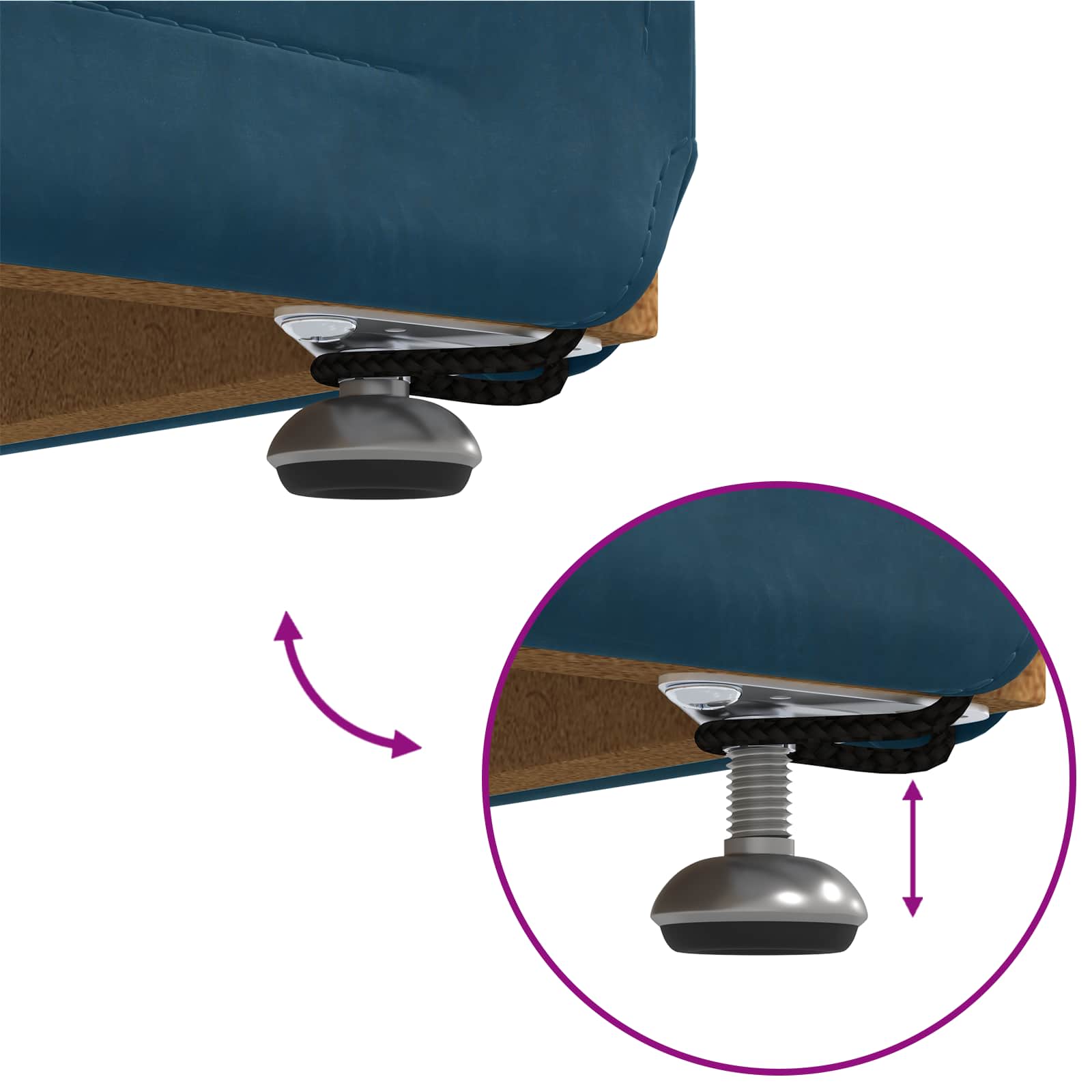 Tabouret Bleu 41 x 41 x 40 cm Velours et Bois Composite - XIOS