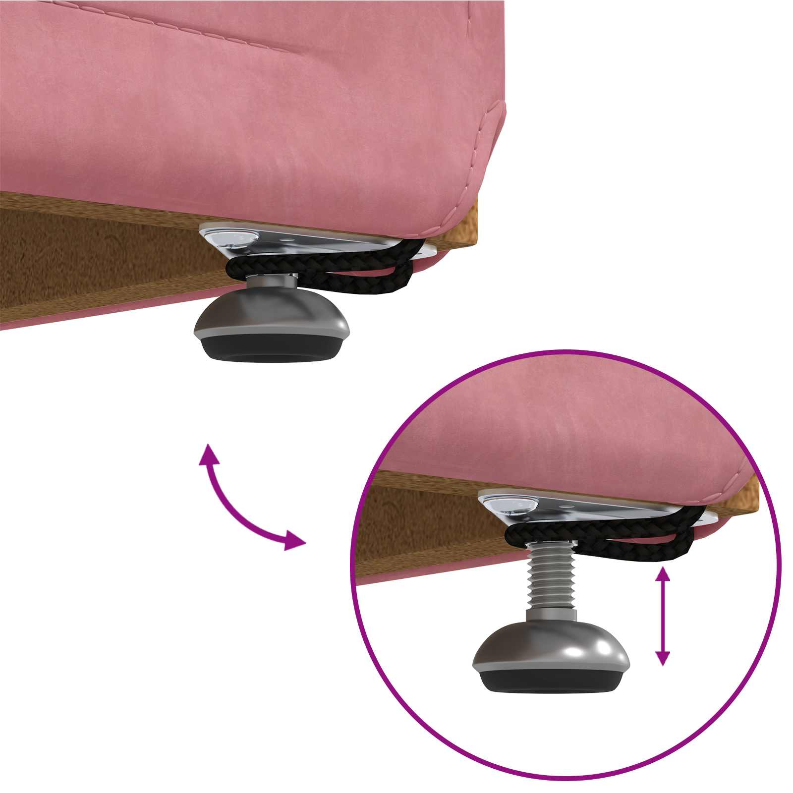 Tabouret Rose 41 x 41 x 40 cm Velours et Bois Composite - XIOS