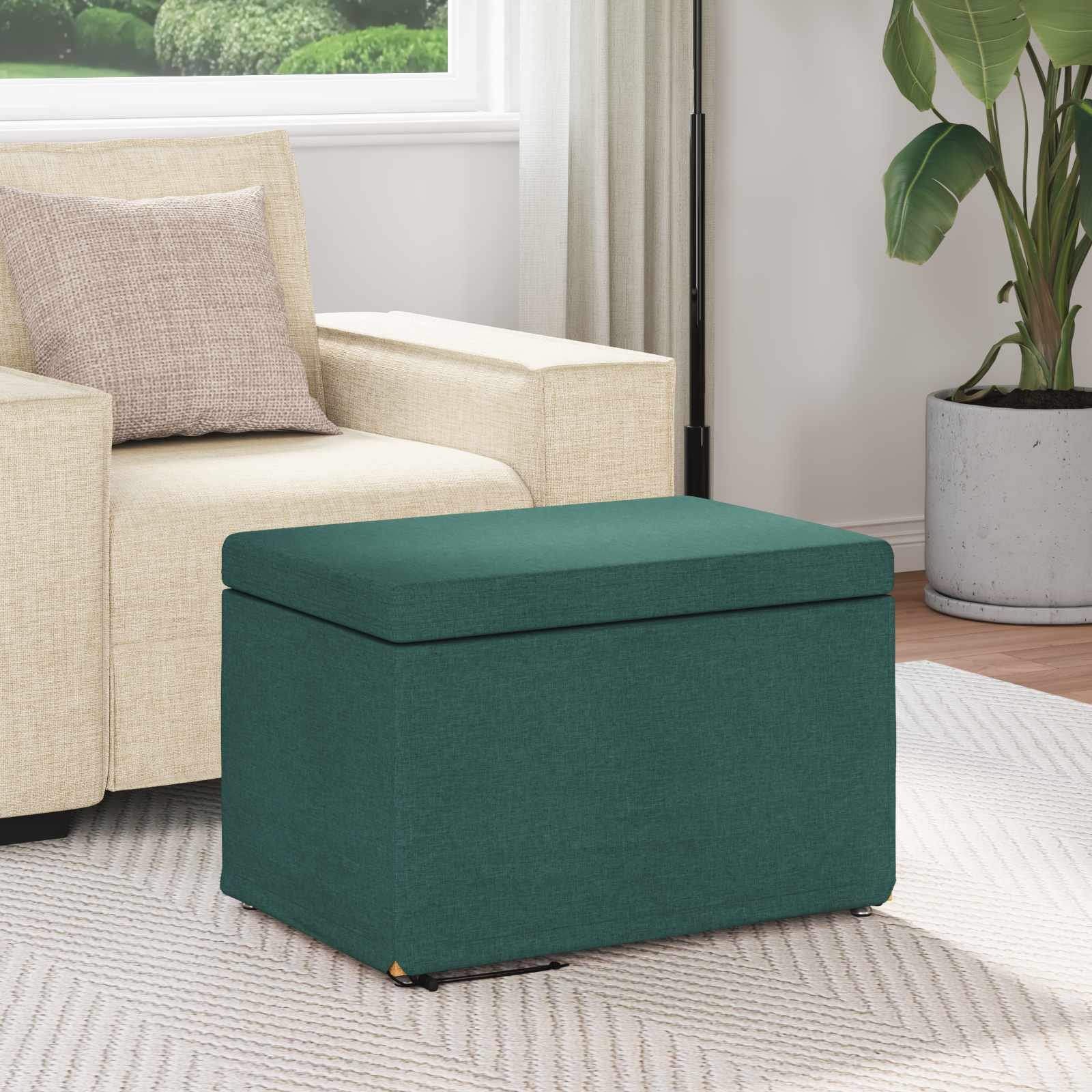 Tabouret Vert foncé 61 x 41 x 40 cm Tissu et bois stratifié