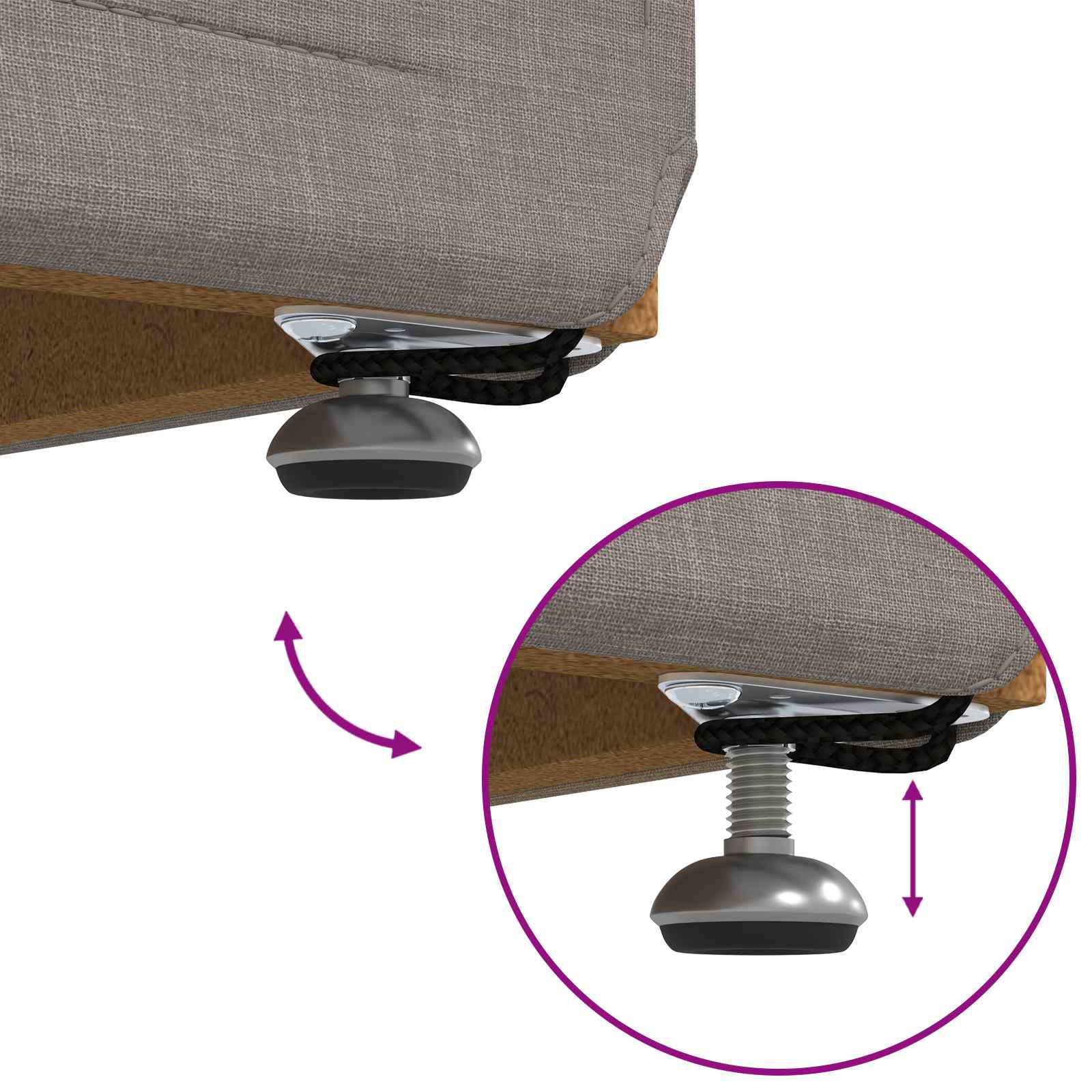 Tabouret Taupe 61 x 41 x 40 cm Tissu et bois stratifié