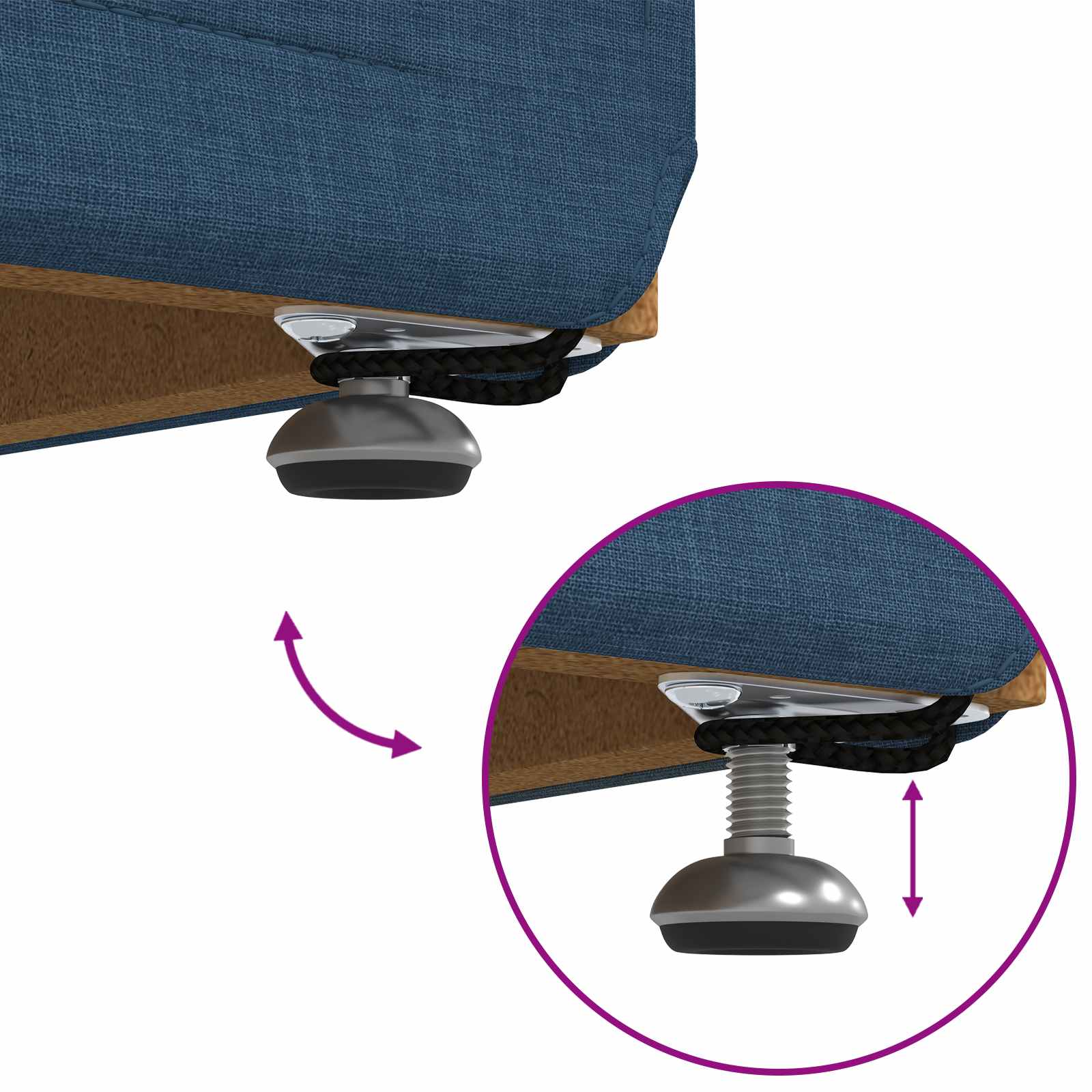 Tabouret Bleu 61 x 41 x 40 cm Tissu et bois stratifié