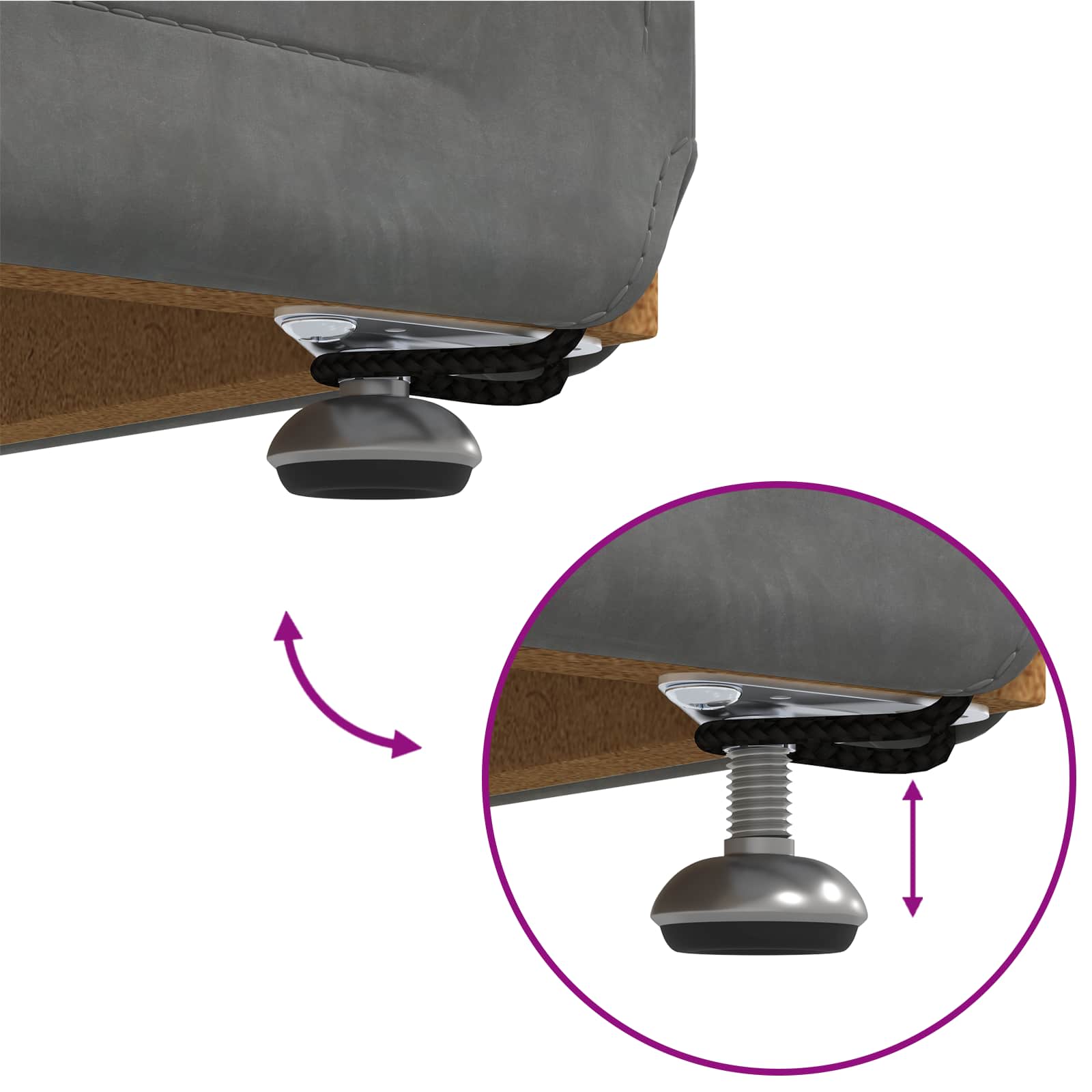 Tabouret Gris foncé 61 x 41 x 40 cm Velours et Bois Composite