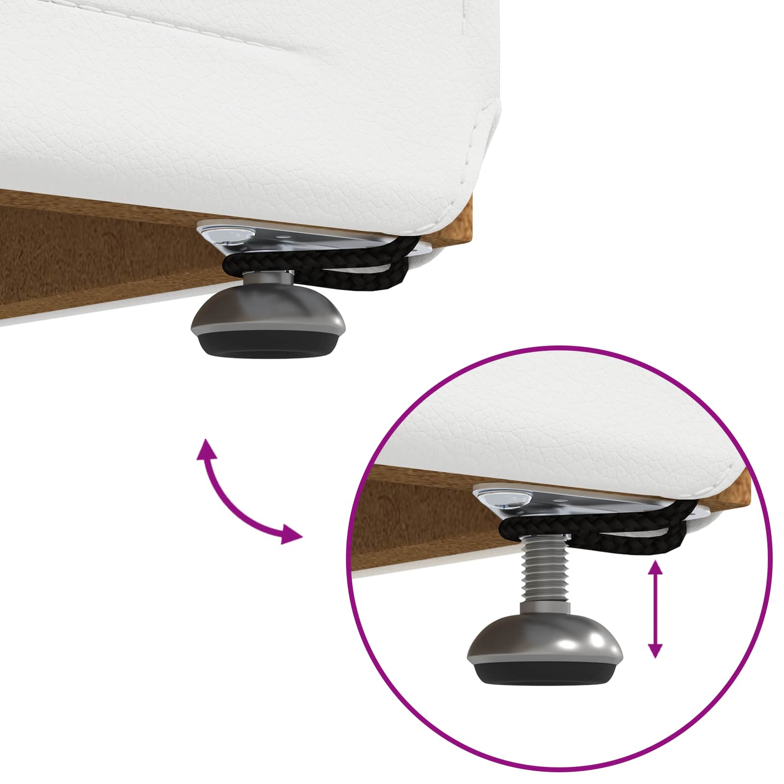 Tabouret Blanc Cuir Synthétique et Bois Composite