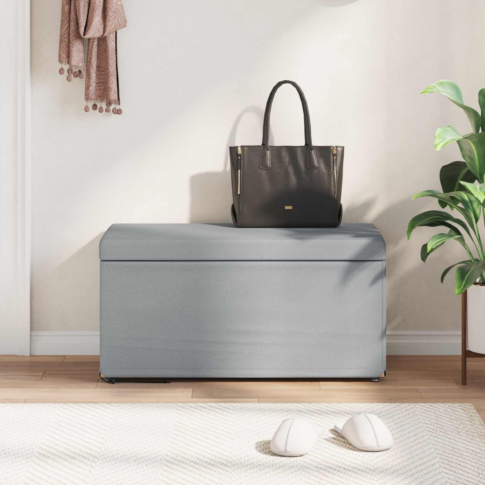 Tabouret Gris clair 81 x 41 x 40 cm Tissu et bois stratifié - XIOS