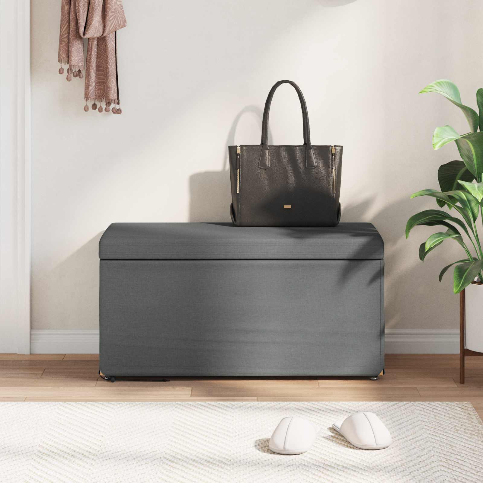 Tabouret Gris foncé 81 x 41 x 40 cm Tissu et bois stratifié - XIOS