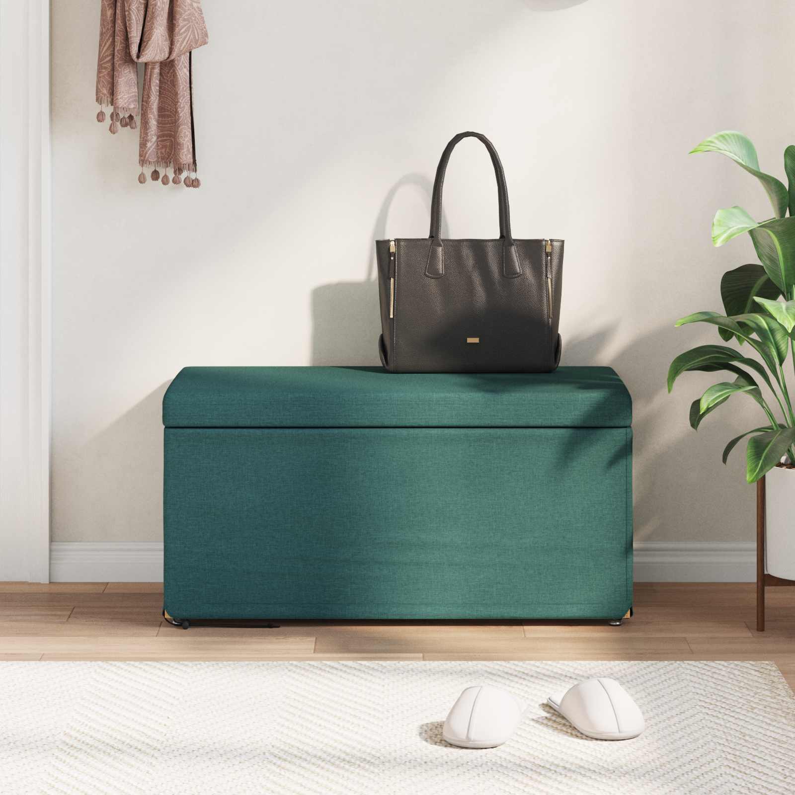 Tabouret Vert foncé 81 x 41 x 40 cm Tissu et bois stratifié - XIOS