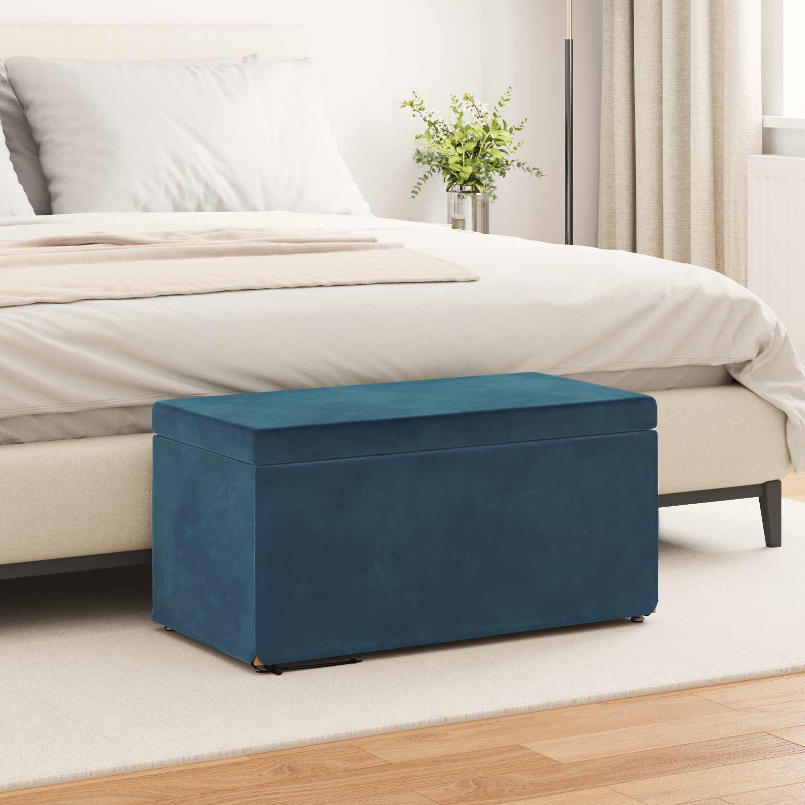 Tabouret Bleu 81 x 41 x 40 cm Velours et Bois Composite - XIOS
