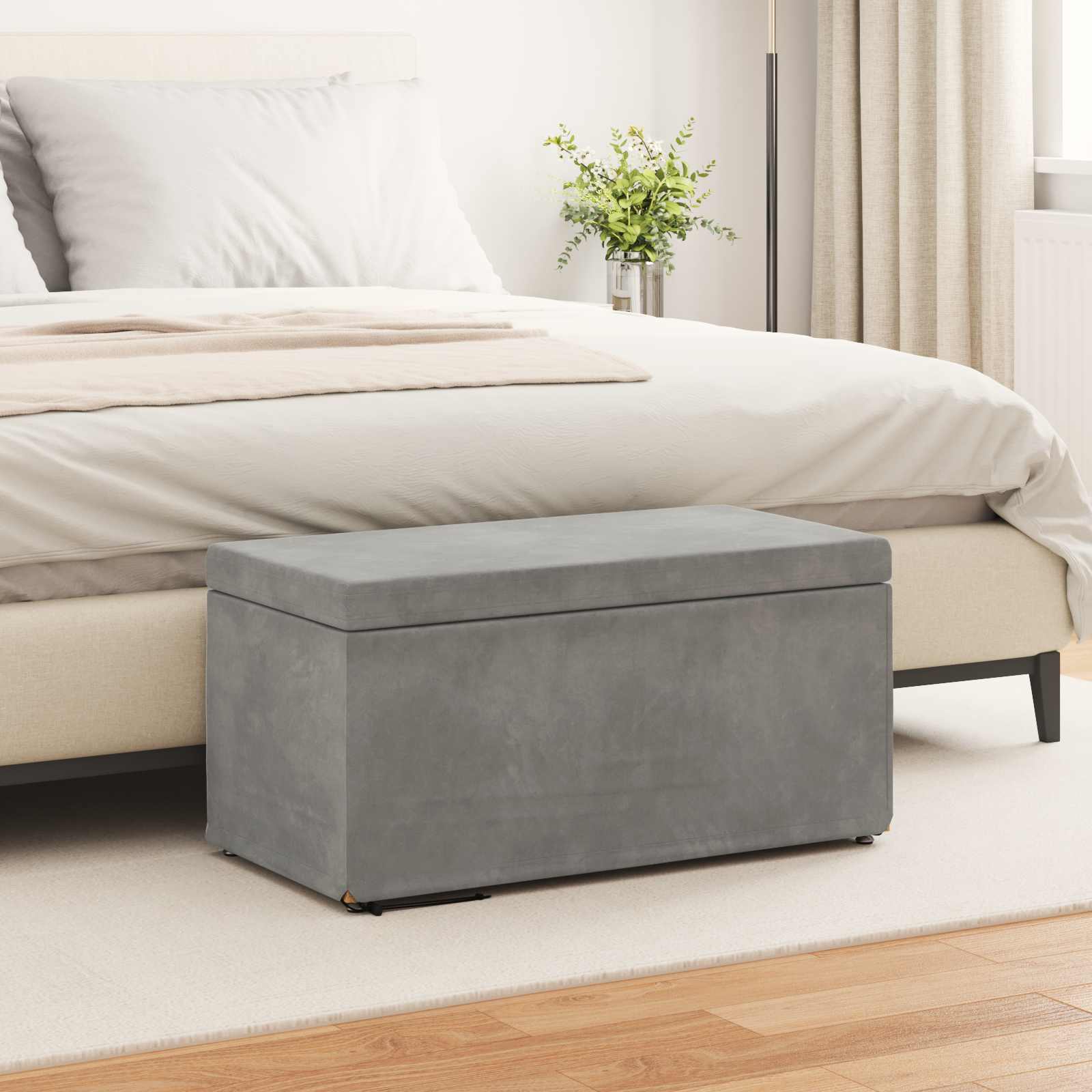 Tabouret Gris clair 81 x 41 x 40 cm Velours et Bois Composite - XIOS