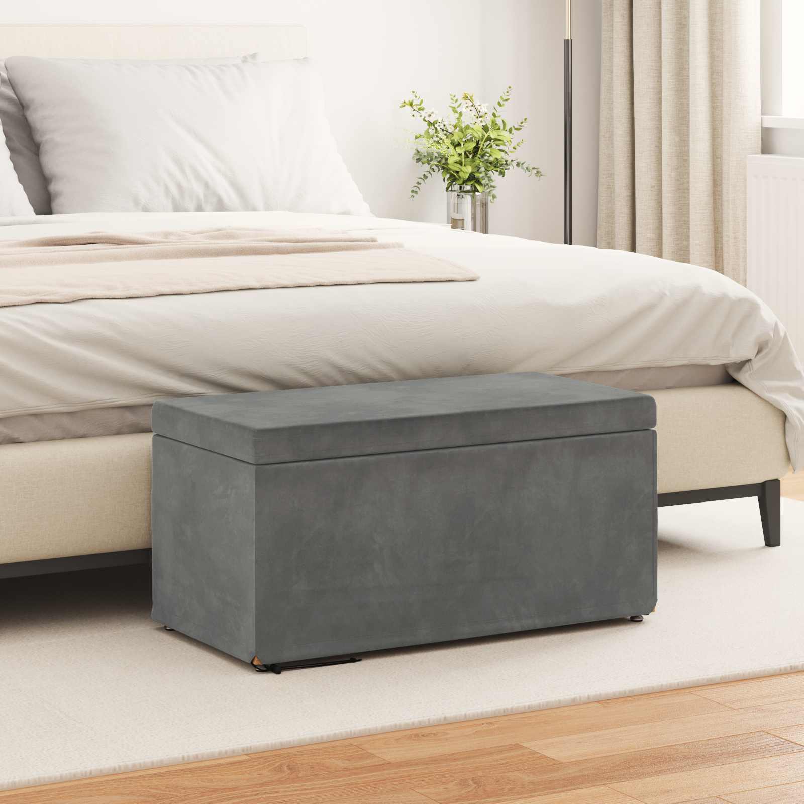 Tabouret Gris foncé 81 x 41 x 40 cm Velours et Bois Composite - XIOS