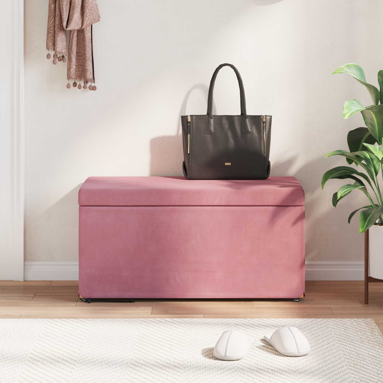Tabouret Rose 81 x 41 x 40 cm Velours et Bois Composite - XIOS