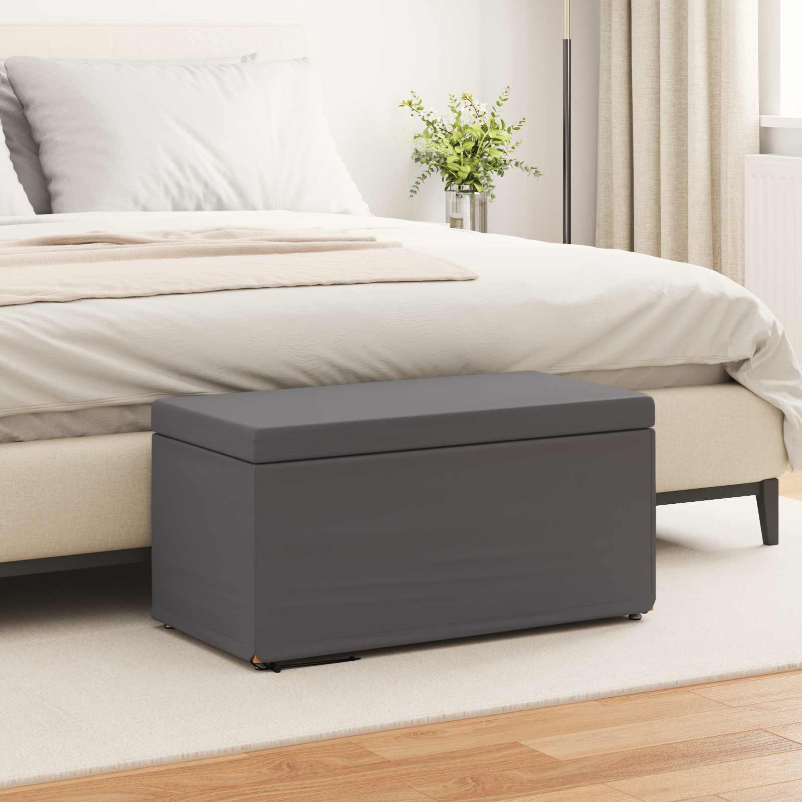 Tabouret Gris Cuir Synthétique et Bois Composite - XIOS