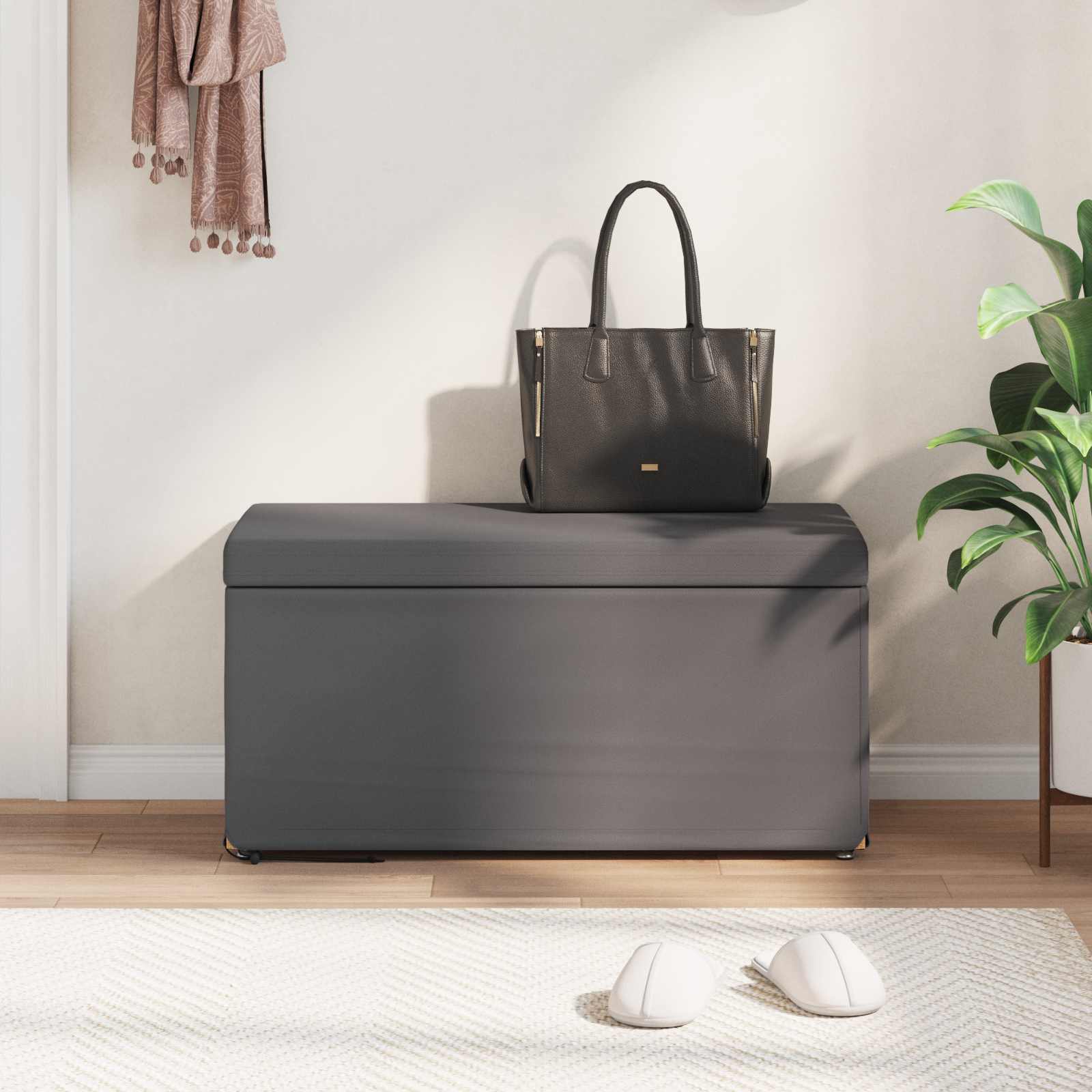 Tabouret Gris Cuir Synthétique et Bois Composite - XIOS