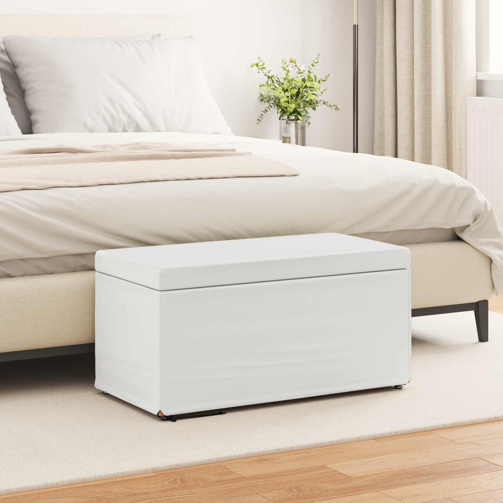 Tabouret Blanc Cuir Synthétique et Bois Composite - XIOS