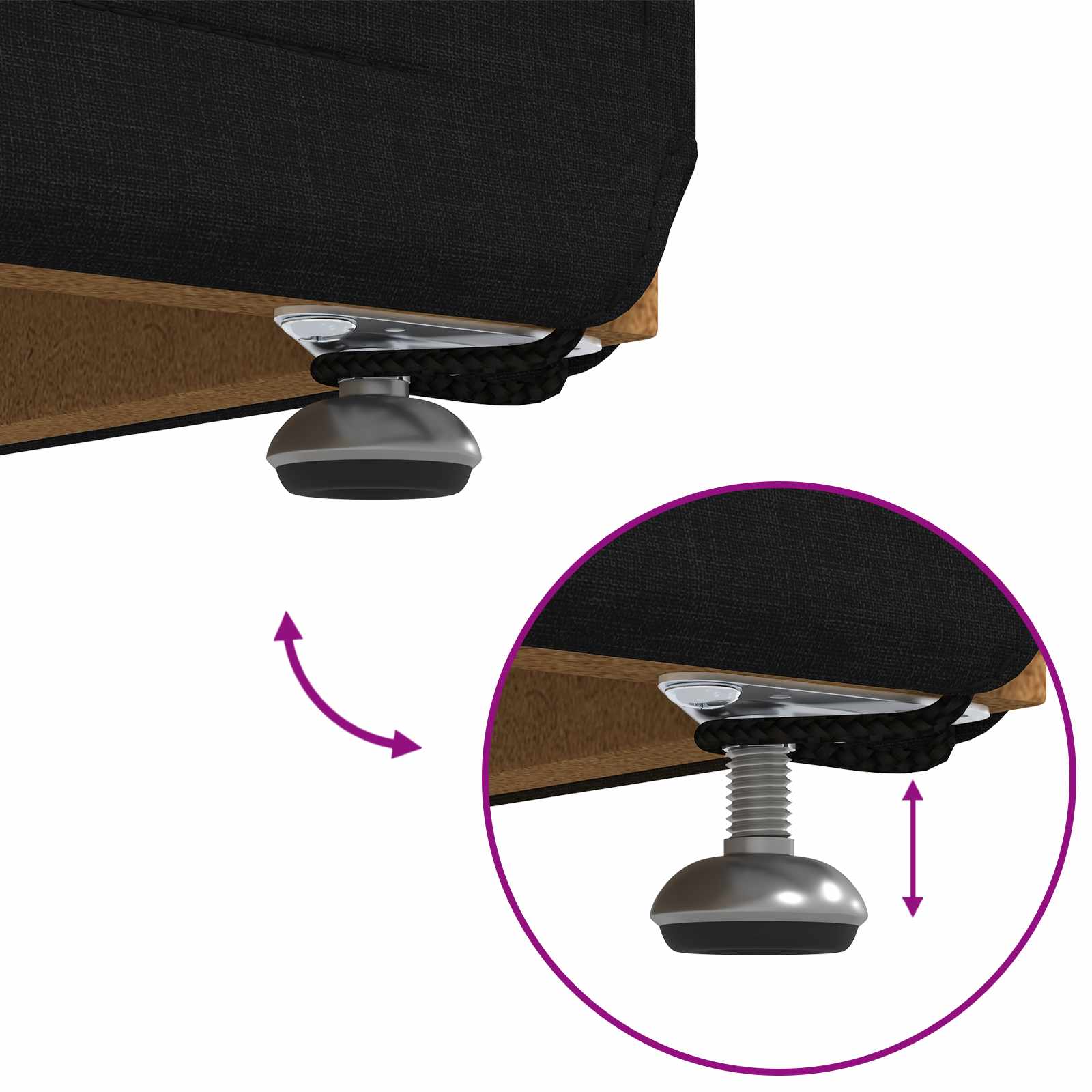 Tabouret Noir 101 x 41 x 40 cm Tissu et bois stratifié - XIOS