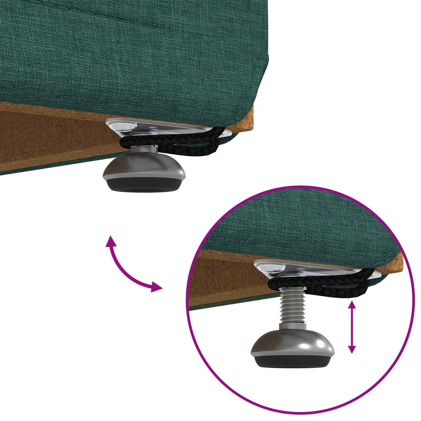 Tabouret Vert foncé 101 x 41 x 40 cm Tissu et bois stratifié - XIOS