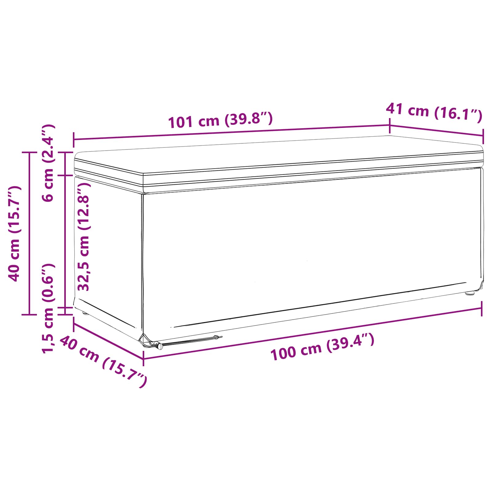 Tabouret Vert foncé 101 x 41 x 40 cm Tissu et bois stratifié - XIOS