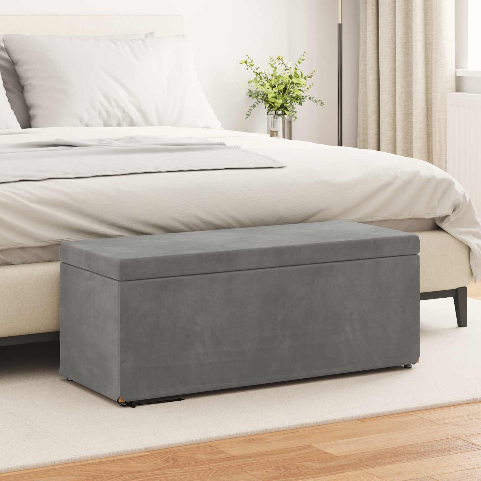 Tabouret Gris foncé 101 x 41 x 40 cm Velours et Bois Composite - XIOS