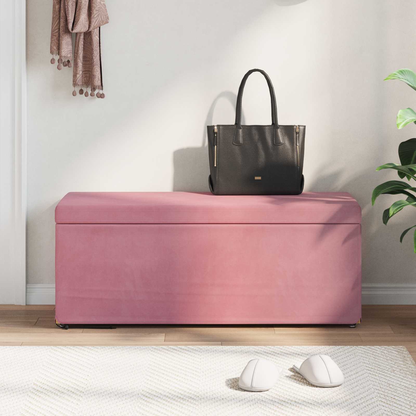 Tabouret Rose 101 x 41 x 40 cm Velours et Bois Composite - XIOS