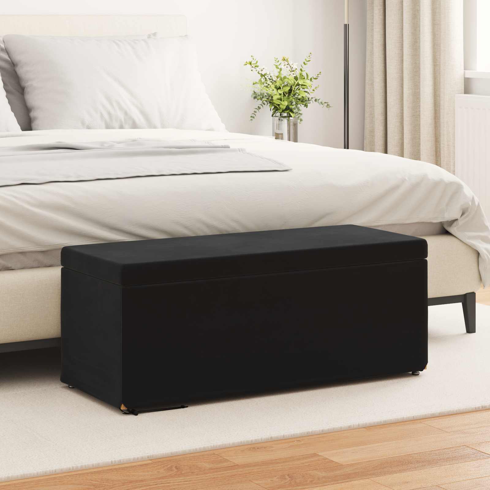 Tabouret Noir 101 x 41 x 40 cm Velours et Bois Composite - XIOS