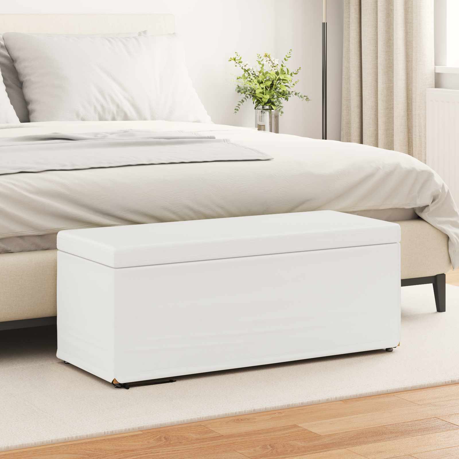 Tabouret Blanc Cuir Synthétique et Bois Composite - XIOS