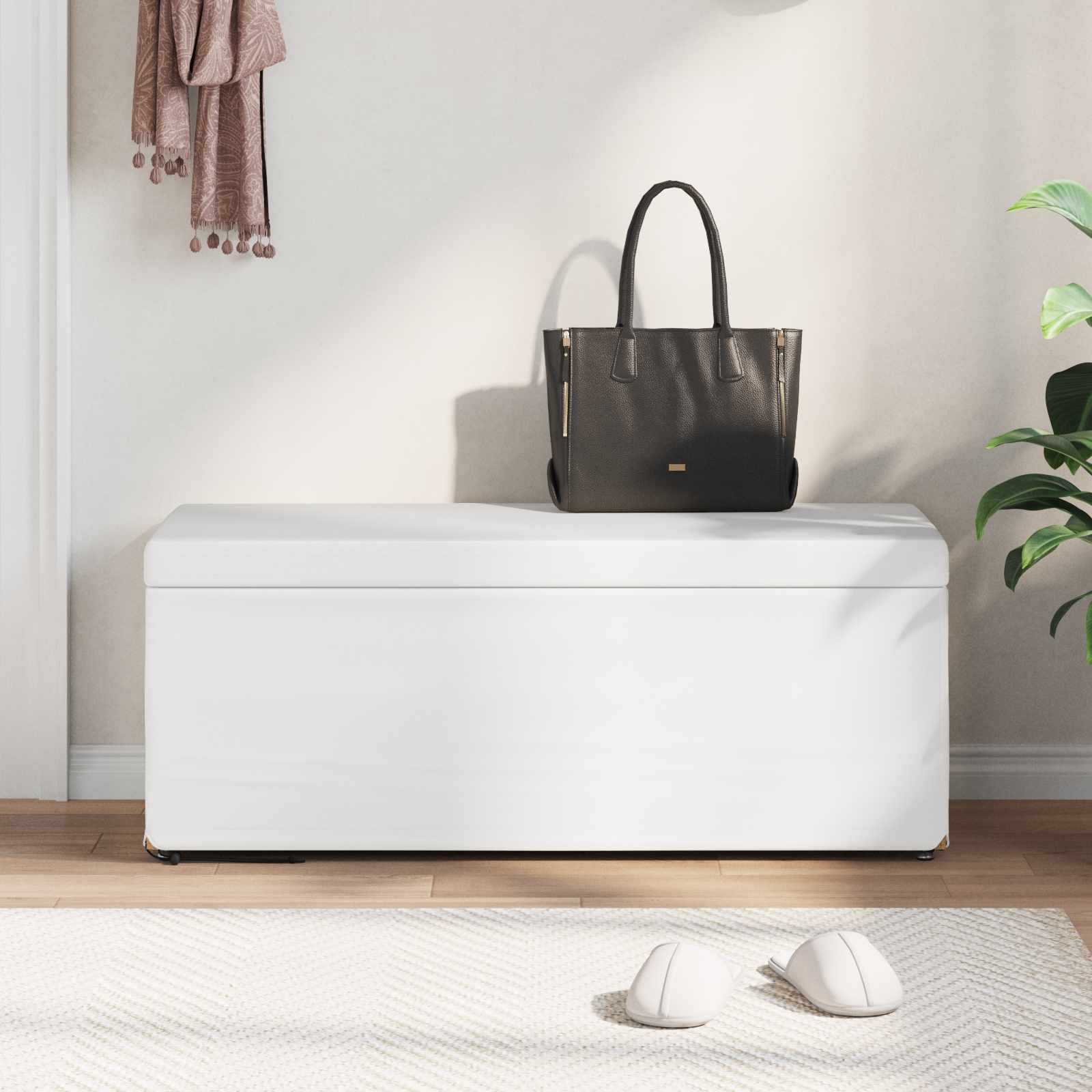 Tabouret Blanc Cuir Synthétique et Bois Composite - XIOS
