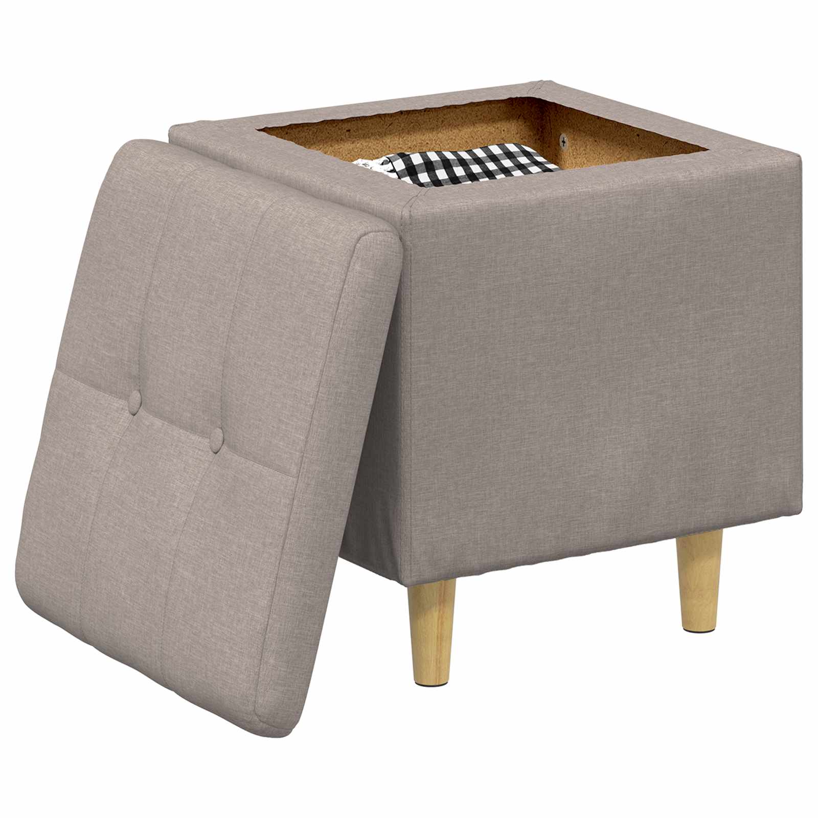 Pouf de rangement avec coussin Taupe 40 x 40 x 45 cm tissu - XIOS