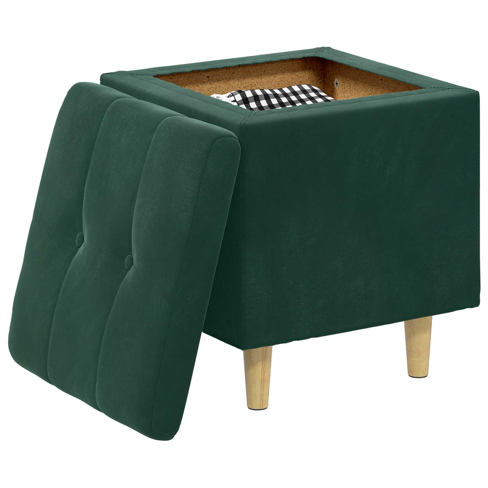 Pouf de rangement Vert foncé 40 x 40 x 45 cm Velours - XIOS