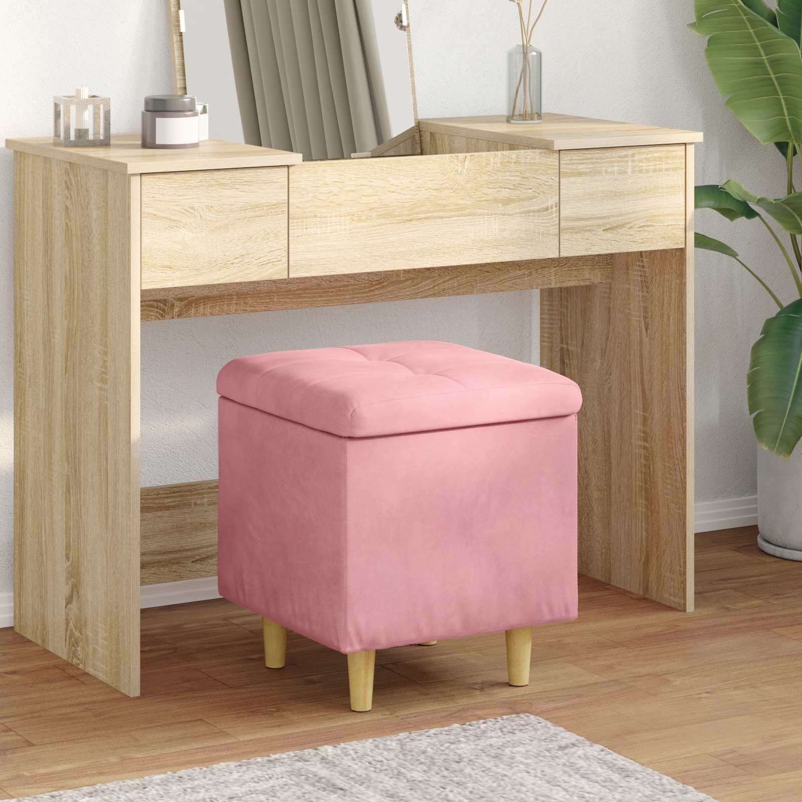 Ottoman avec rangement 40 x 40 x 45 cm Velours - XIOS