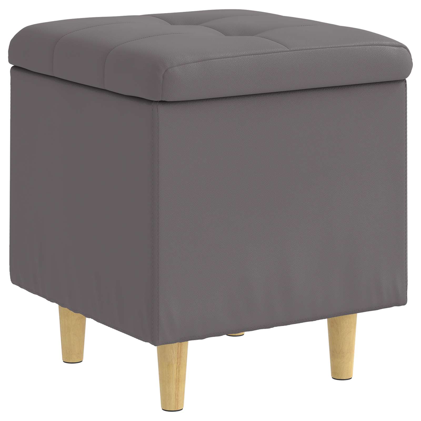 Pouf de rangement avec coussin Gris 40 x 40 x 45 cm Simili cuir - XIOS