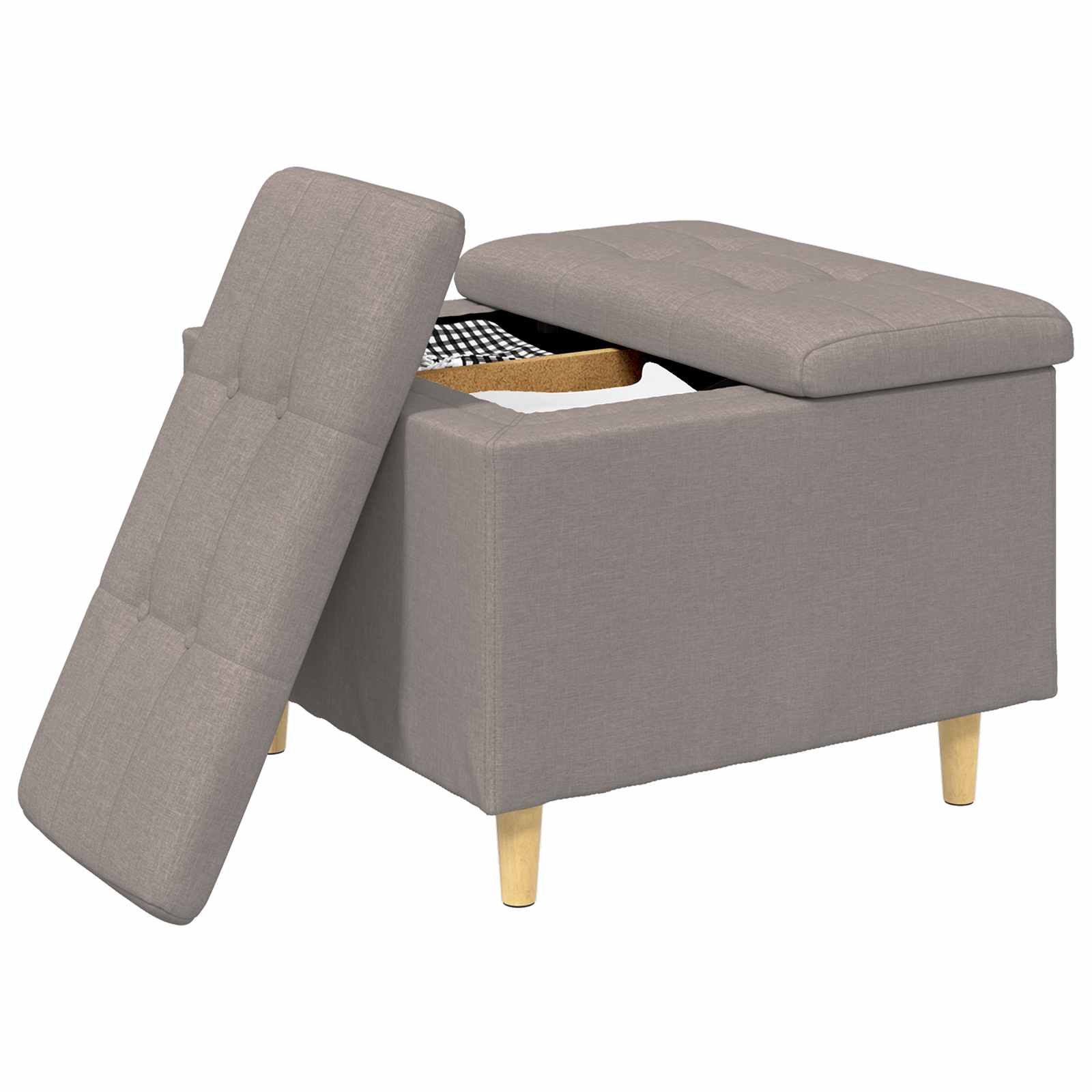 Pouf de rangement avec coussin Taupe 60 x 60 x 45 cm tissu - XIOS