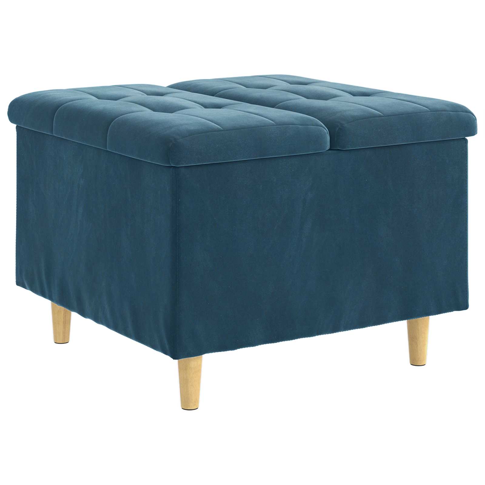 Pouf de rangement avec coussin Bleu 60 x 60 x 45 cm Velours - XIOS
