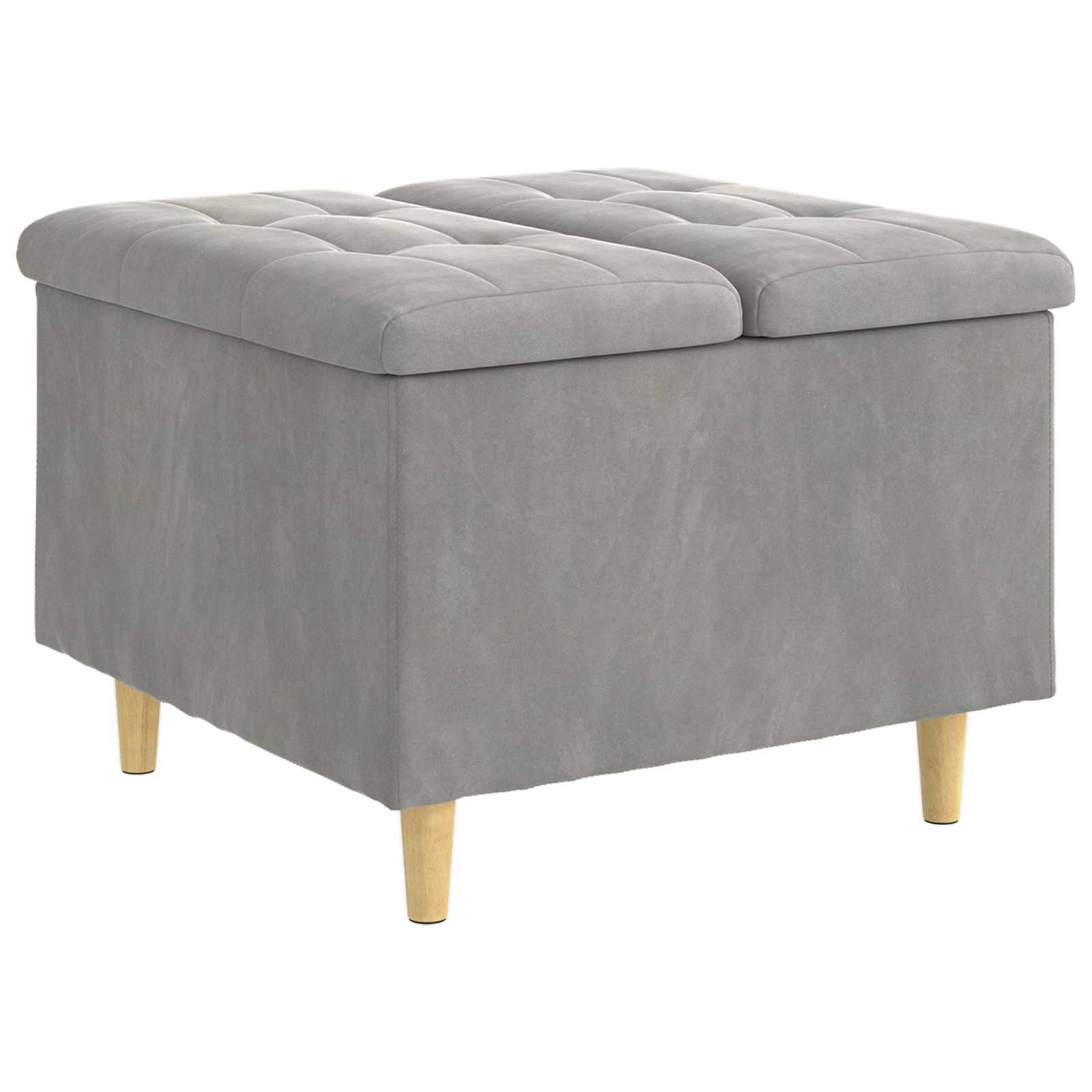 Pouf de rangement Gris clair 60 x 60 x 45 cm Velours - XIOS