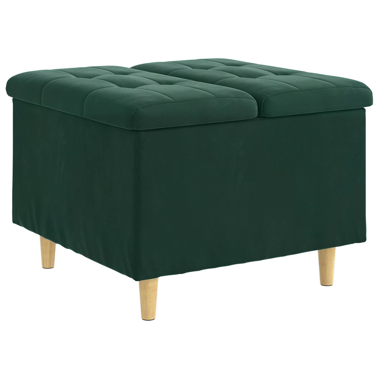 Pouf de rangement Vert foncé 60 x 60 x 45 cm Velours - XIOS
