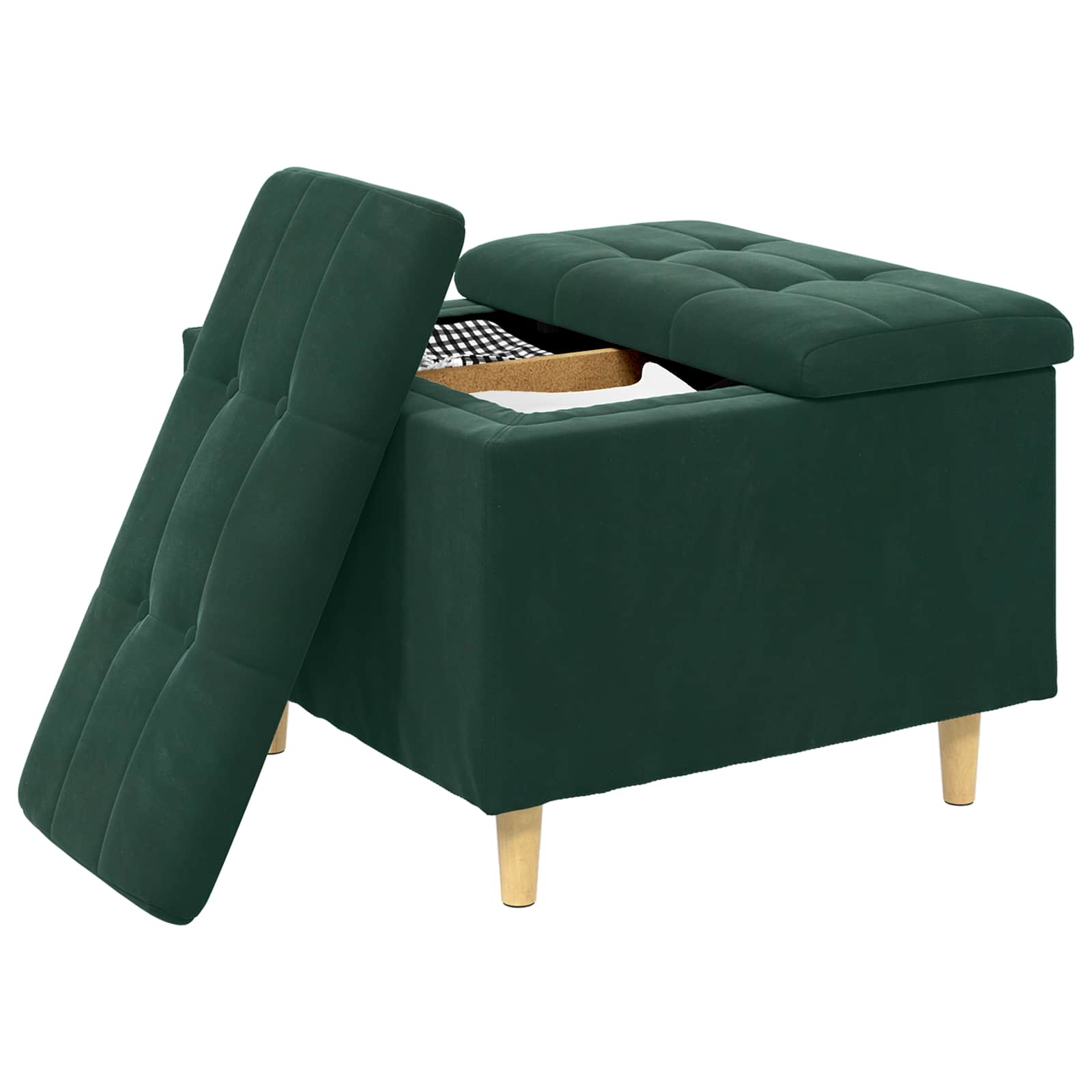 Pouf de rangement Vert foncé 60 x 60 x 45 cm Velours - XIOS