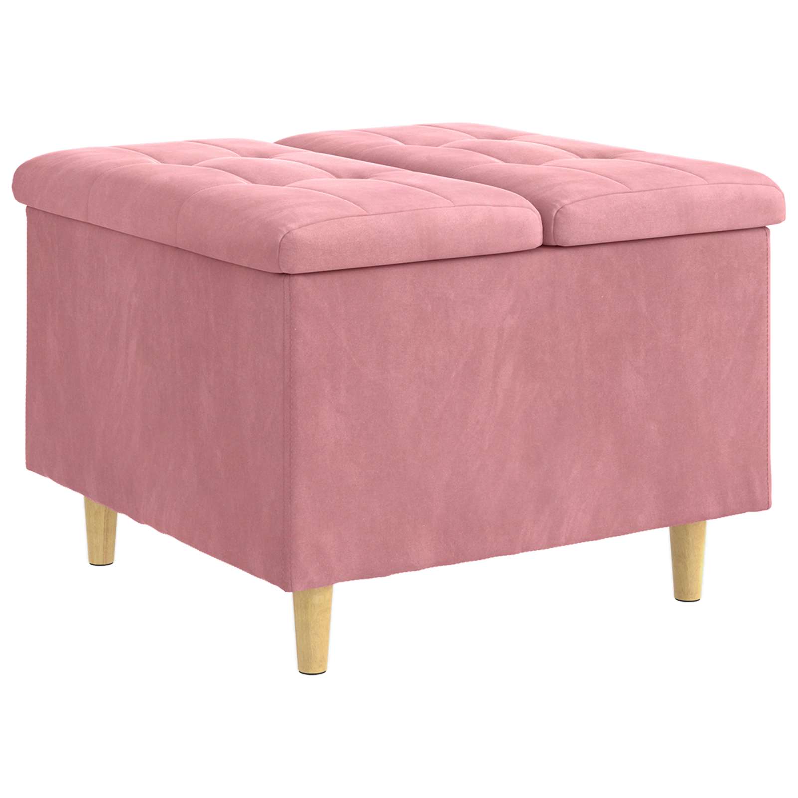 Pouf de rangement avec coussin Rose 60 x 60 x 45 cm Velours - XIOS