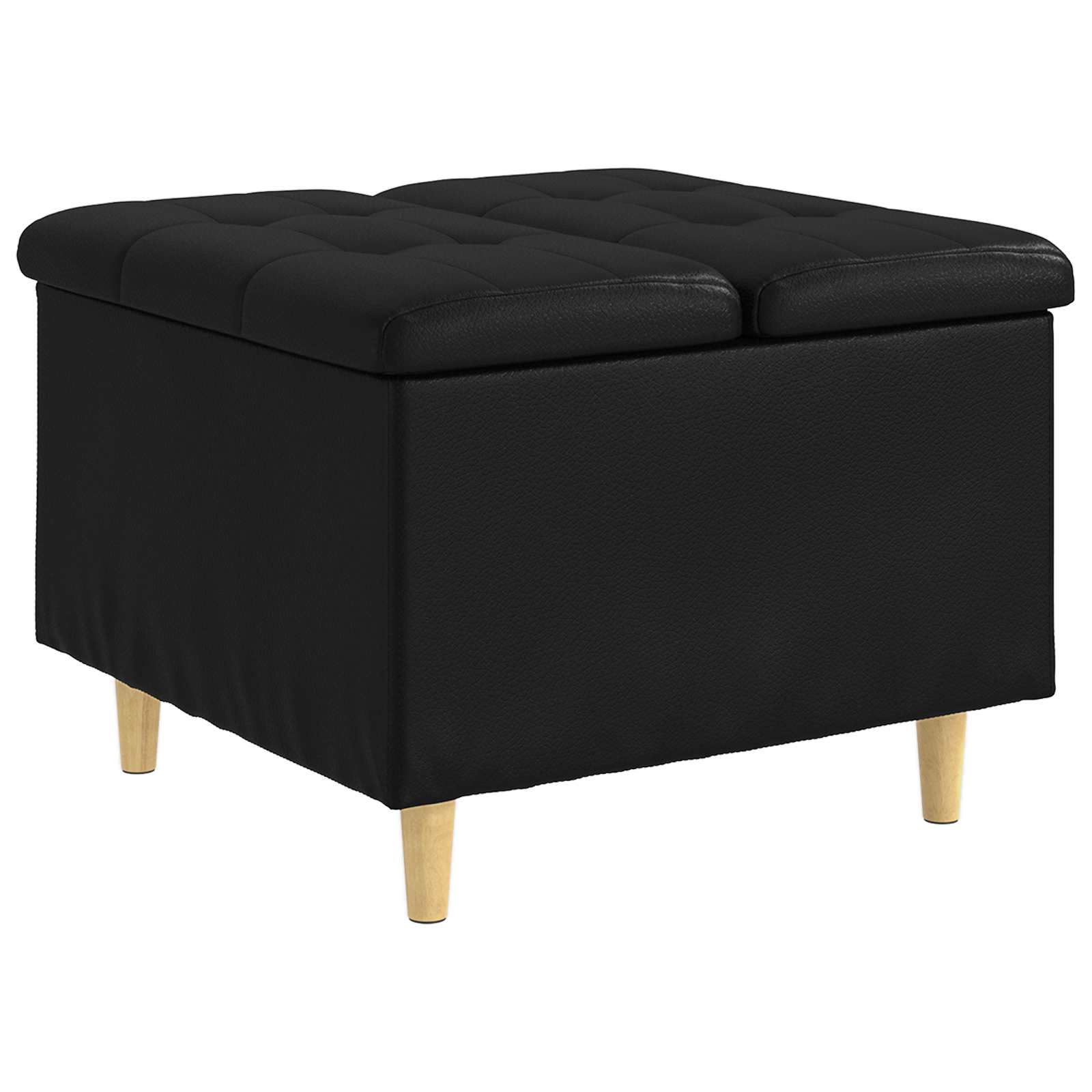 Pouf de rangement avec coussin Noir 60 x 60 x 45 cm Simili cuir - XIOS