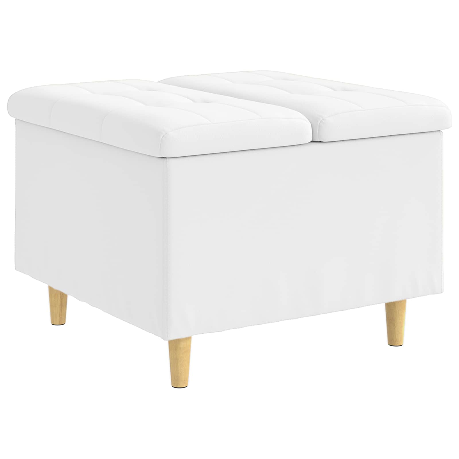 Pouf de rangement Blanc 60 x 60 x 45 cm Simili cuir - XIOS