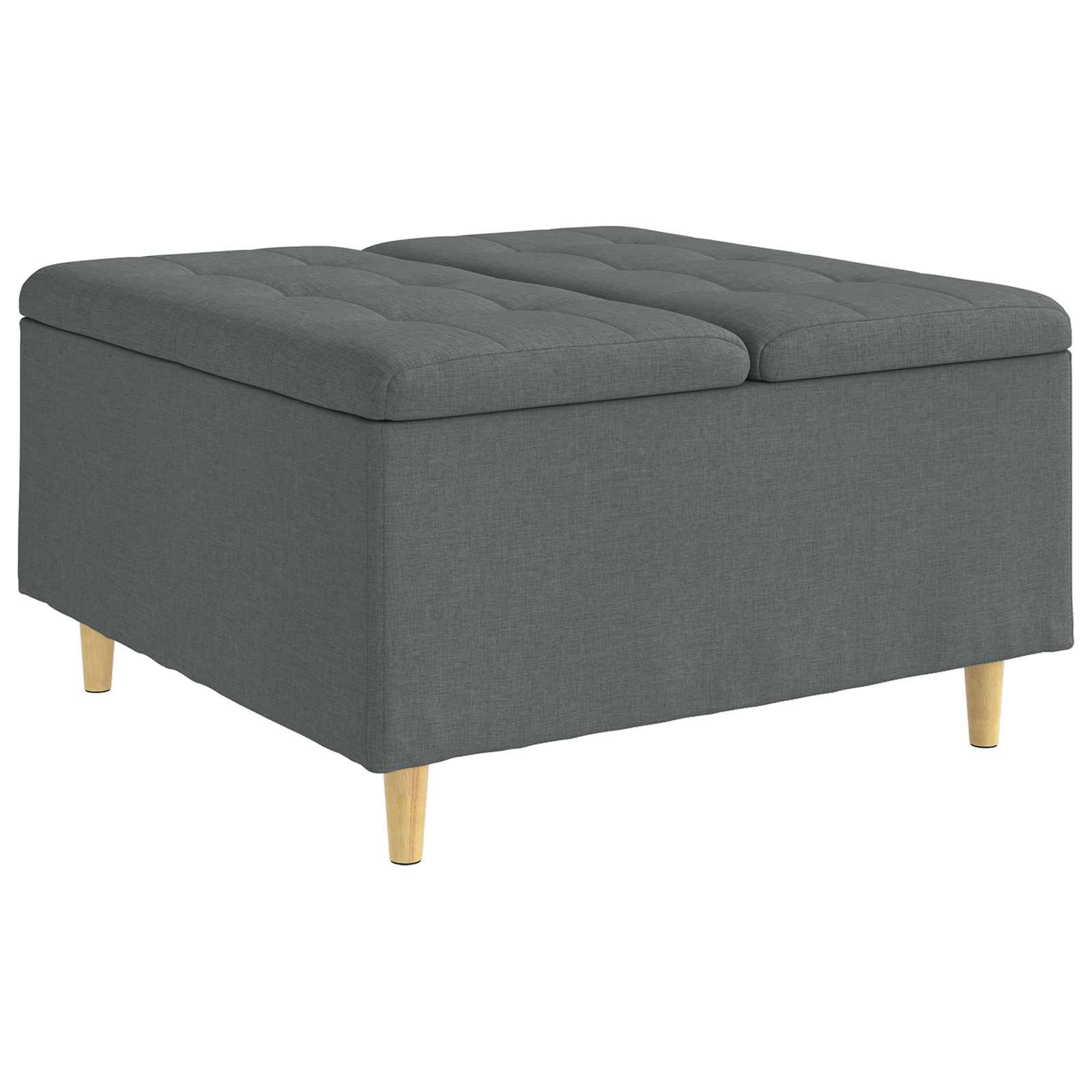 Tabouret bouton avec coussin Gris foncé 80 x 80 x 45 cm tissu - XIOS