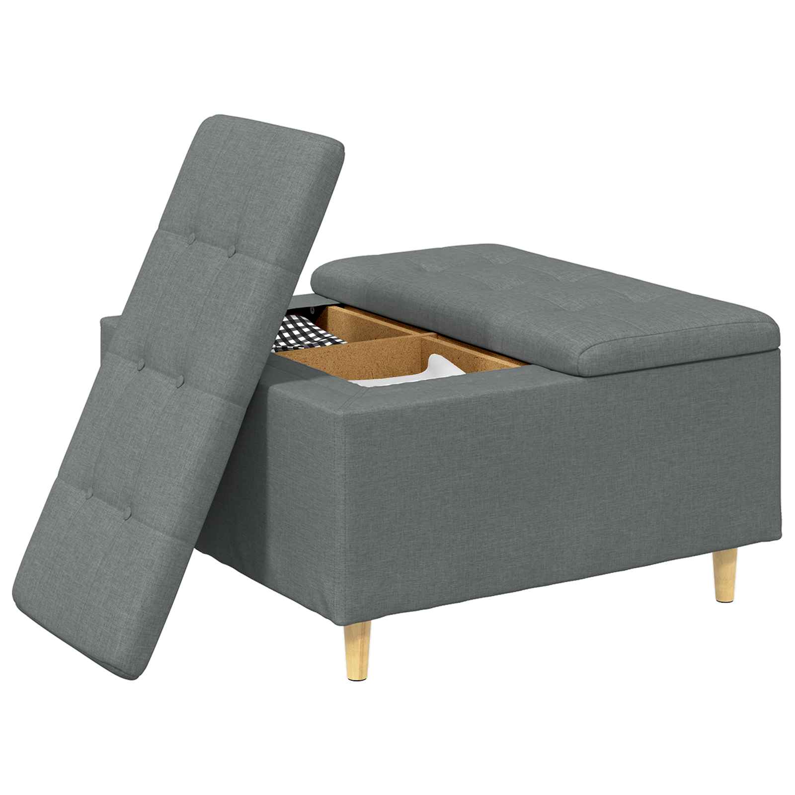 Tabouret bouton avec coussin Gris foncé 80 x 80 x 45 cm tissu - XIOS