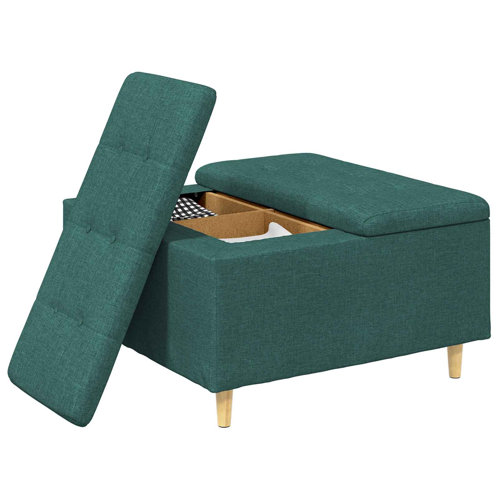 Tabouret bouton avec coussin Vert foncé 80 x 80 x 45 cm tissu - XIOS