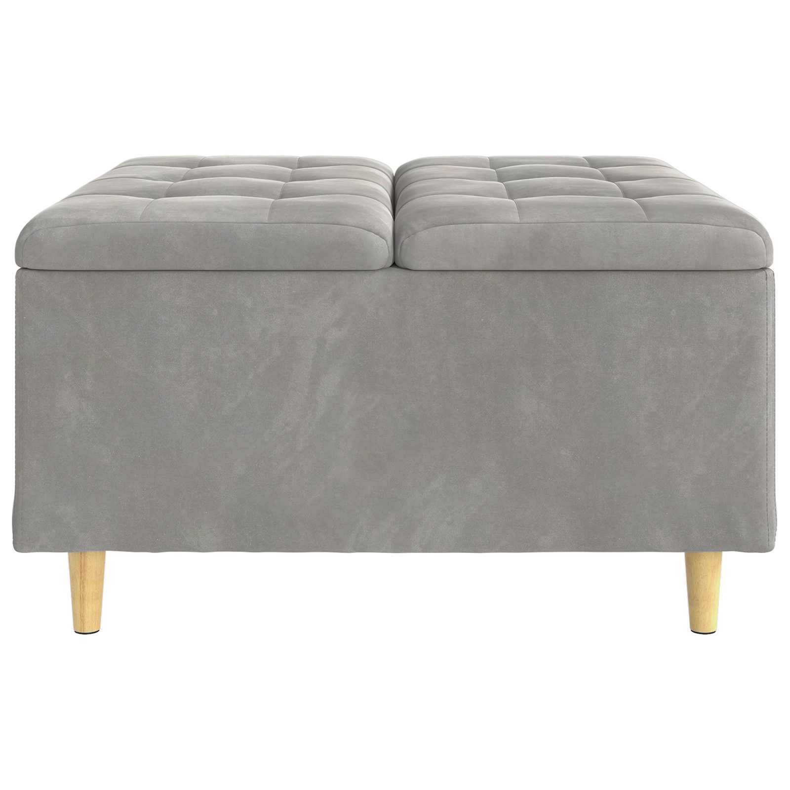 Tabouret bouton avec coussin Gris clair 80 x 80 x 45 cm Velours - XIOS